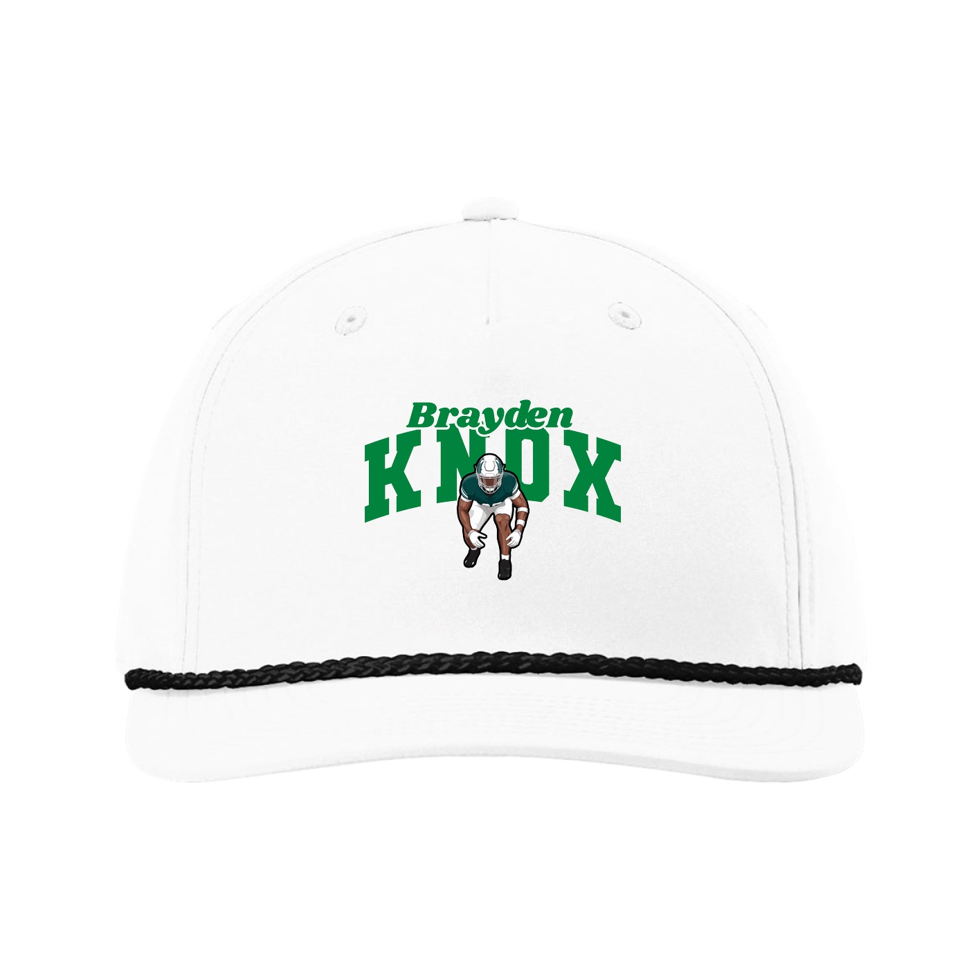 Five-Panel Classic Rope Cap — Signature Arch in White