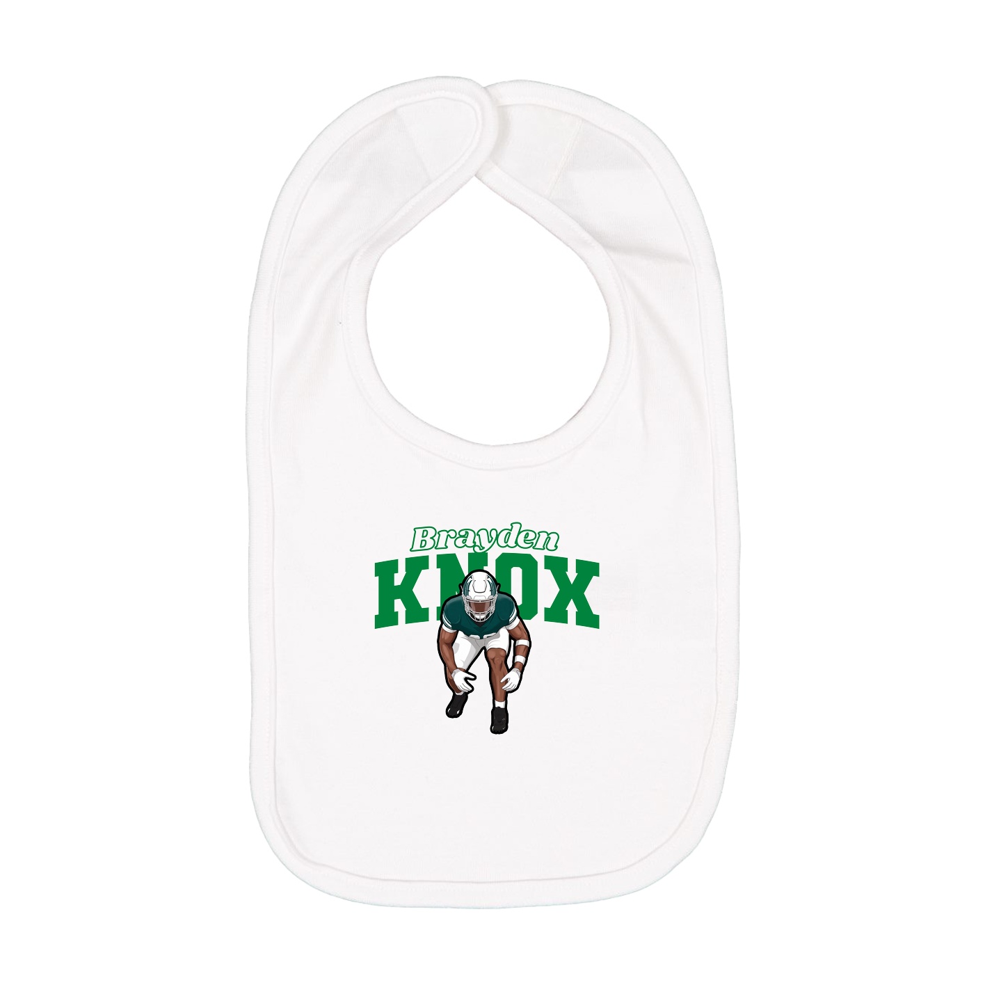 Infant Bib — Name Arch in White
