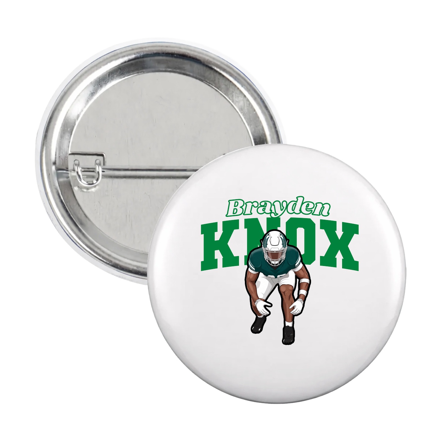 Game Day Button — Name Arch in White
