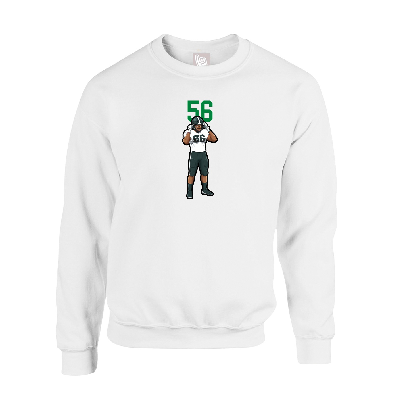 Fleece Crew — Number Top in White