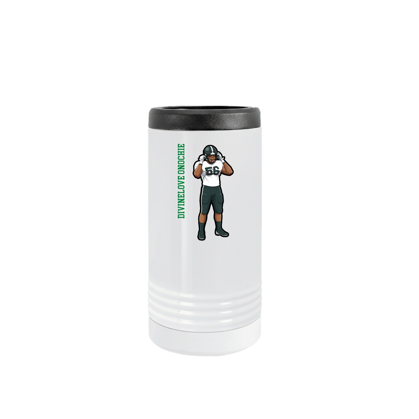 Slim Beverage Holder — Name Vertical in White