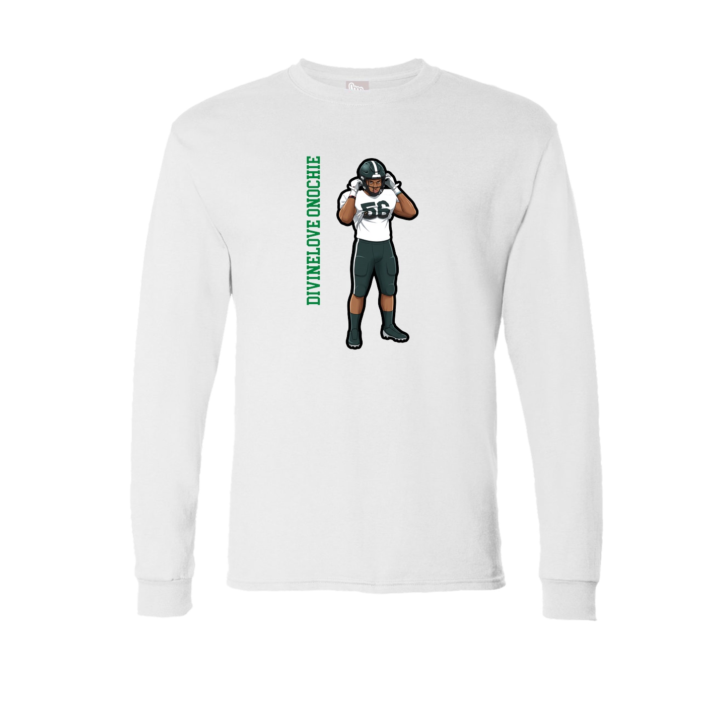 Long Sleeve Tee — Name Vertical in White