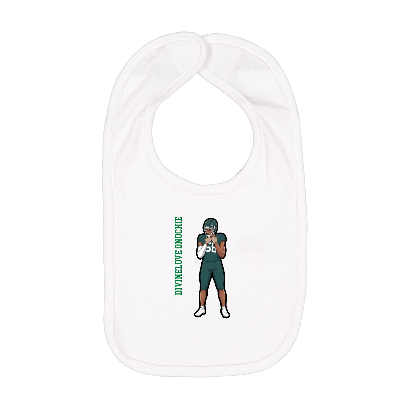 Infant Bib — Name Vertical in White