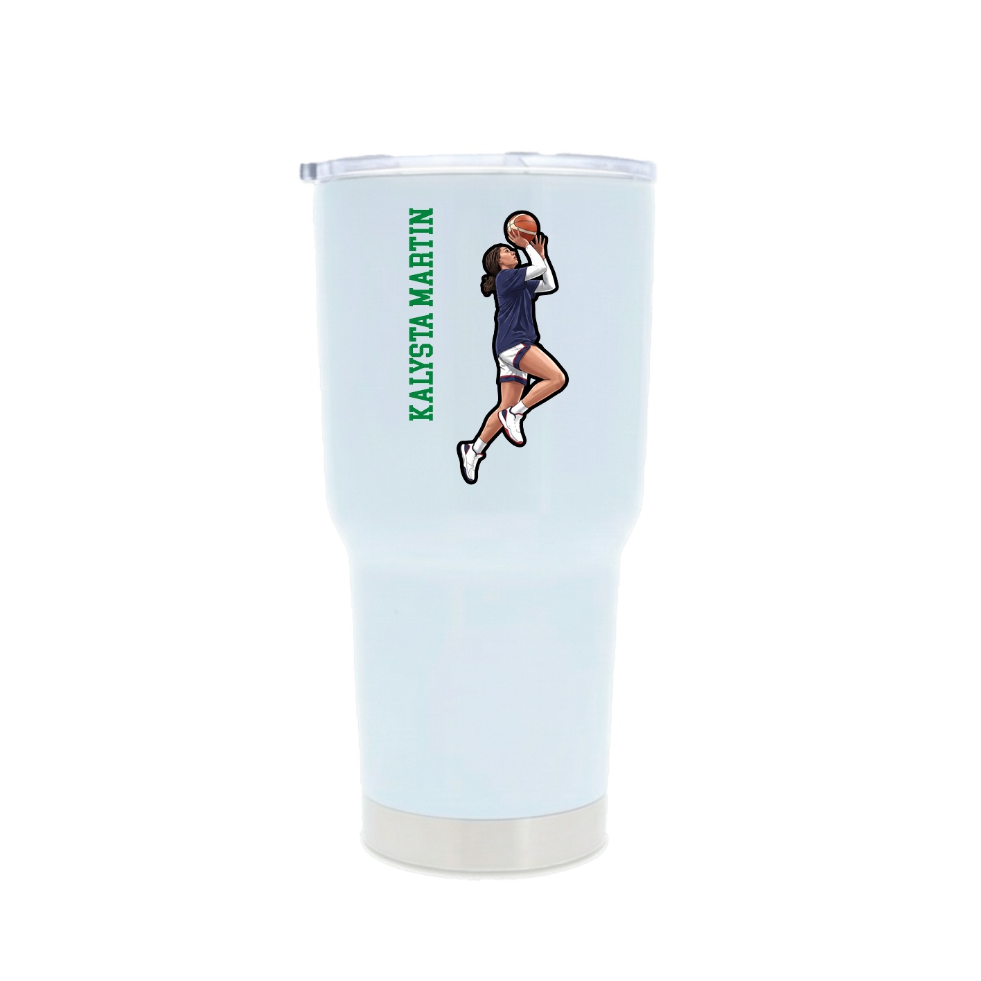 30oz Stainless Steel Tumbler — Name Vertical in White