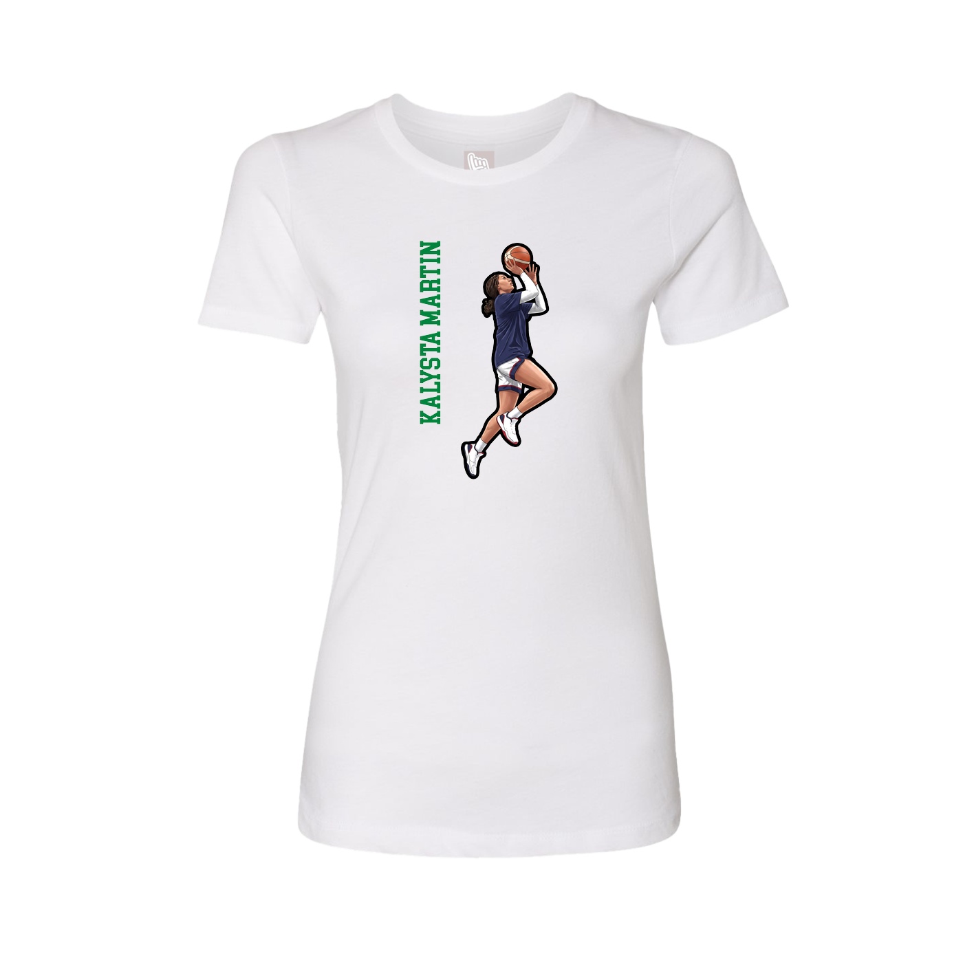 Fitted Women's Tee — Name Vertical in White