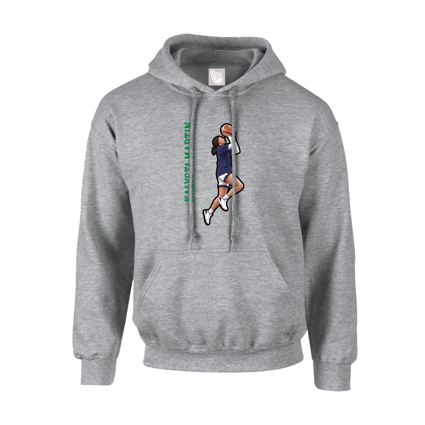 Youth Hoodie — Name Vertical in Grey