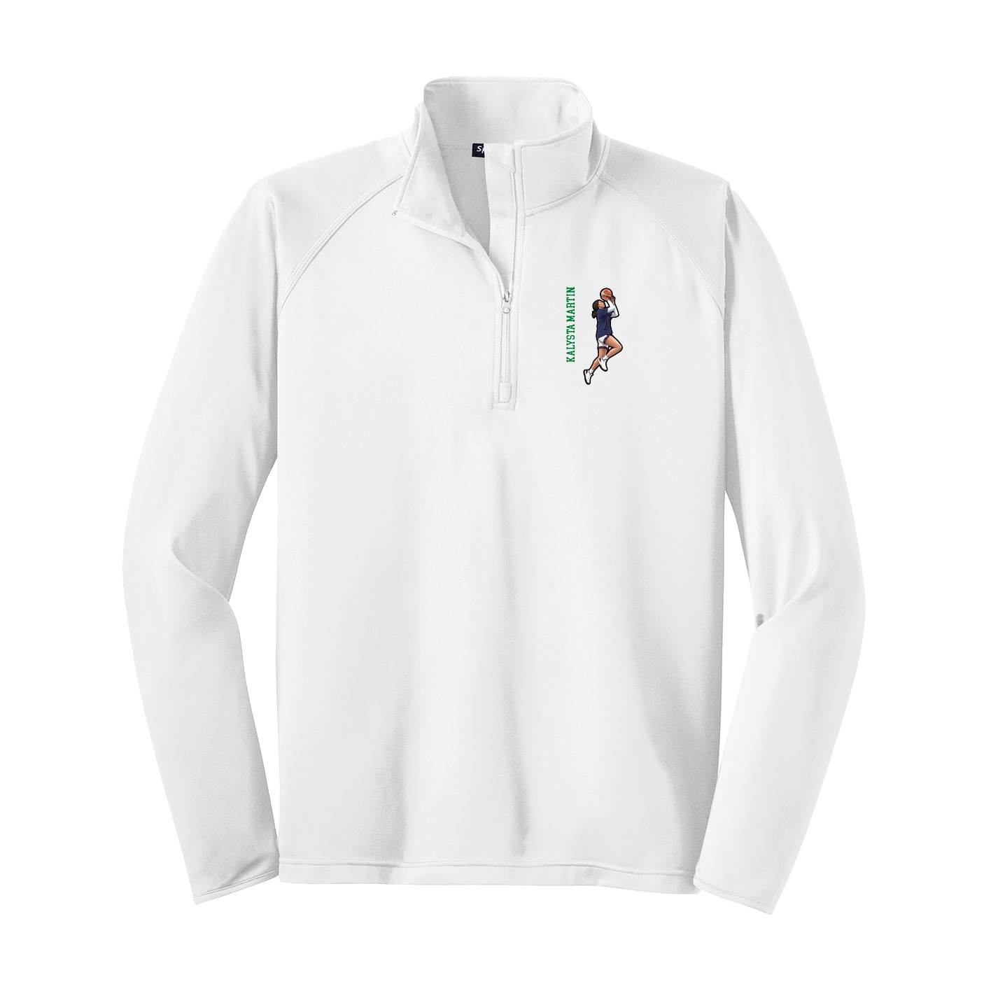 Q-Zip Pullover — Name Vertical in White