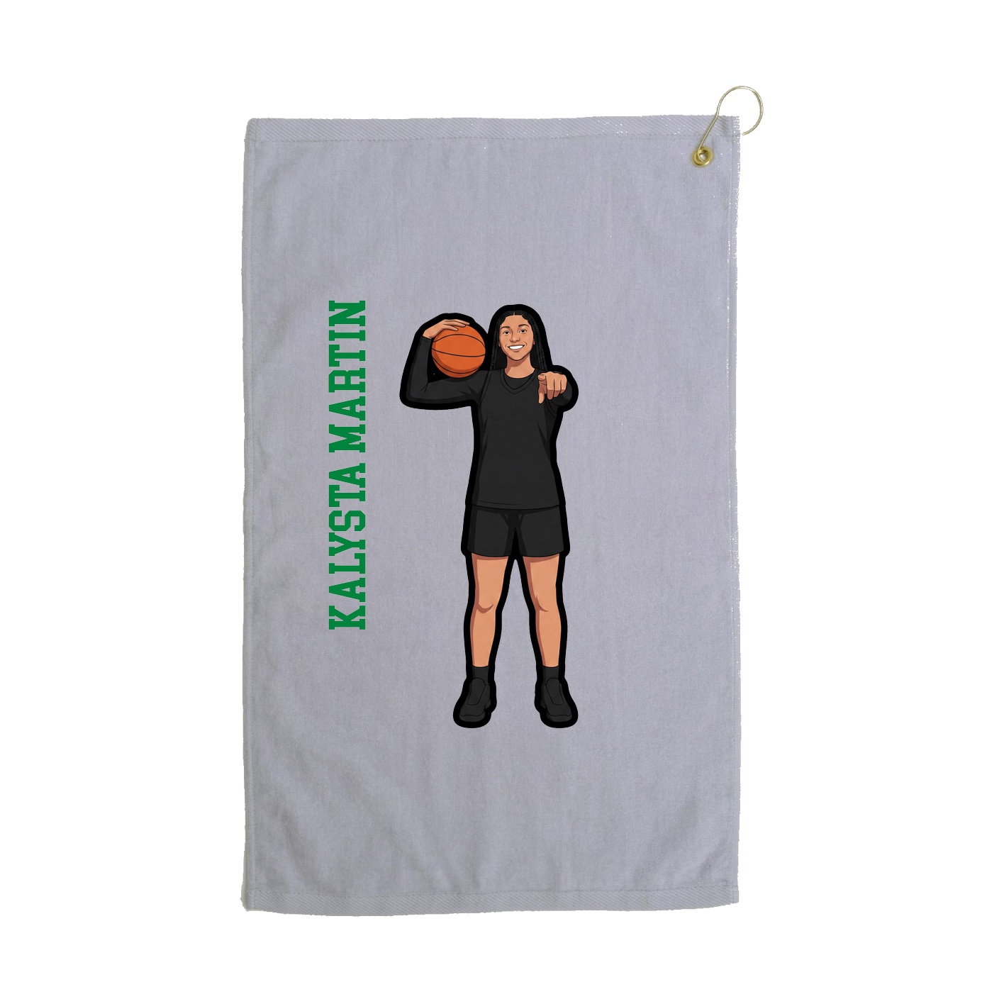 Golf Towel — Name Vertical in Grey