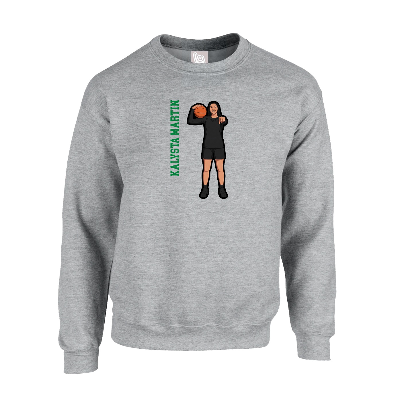 Fleece Crew — Name Vertical in Grey