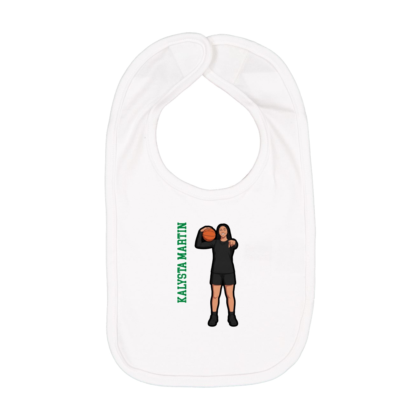 Infant Bib — Name Vertical in White