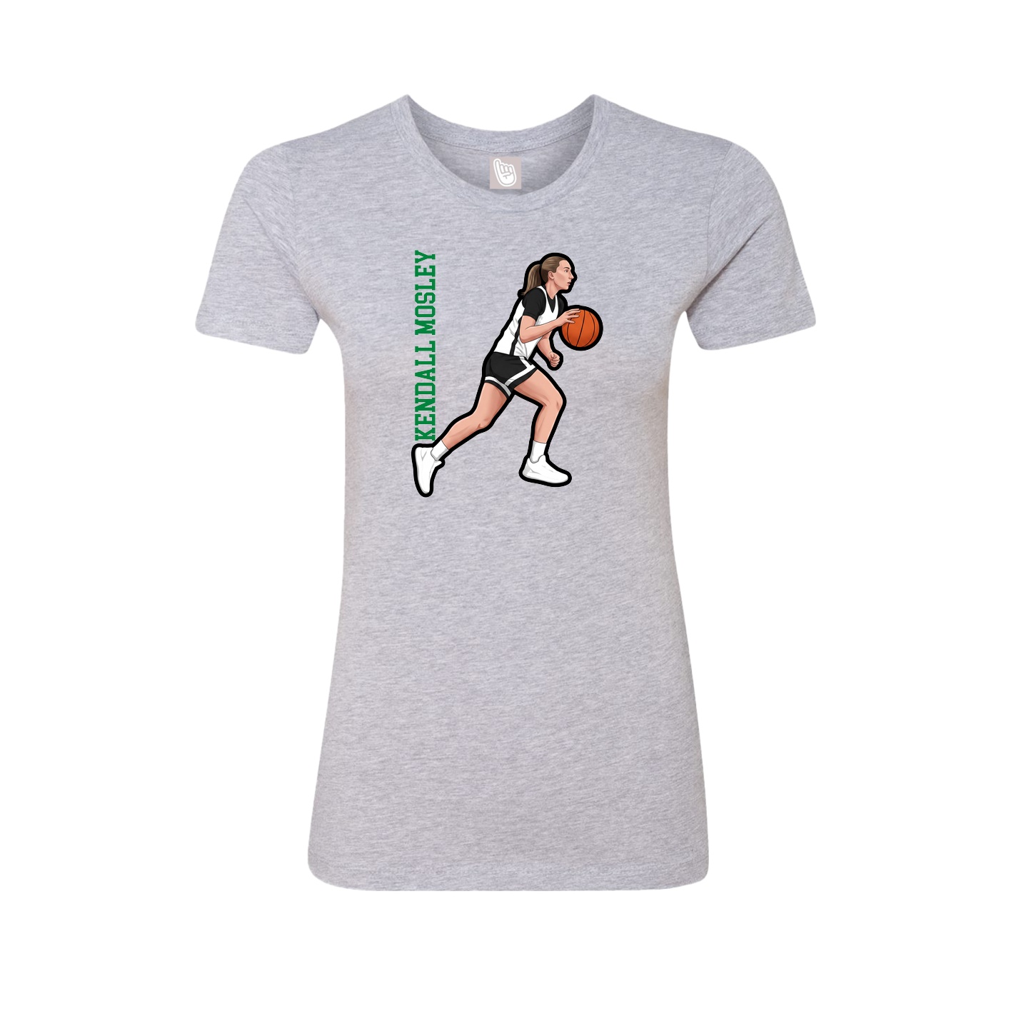 Fitted Women's Tee — Name Vertical in Grey