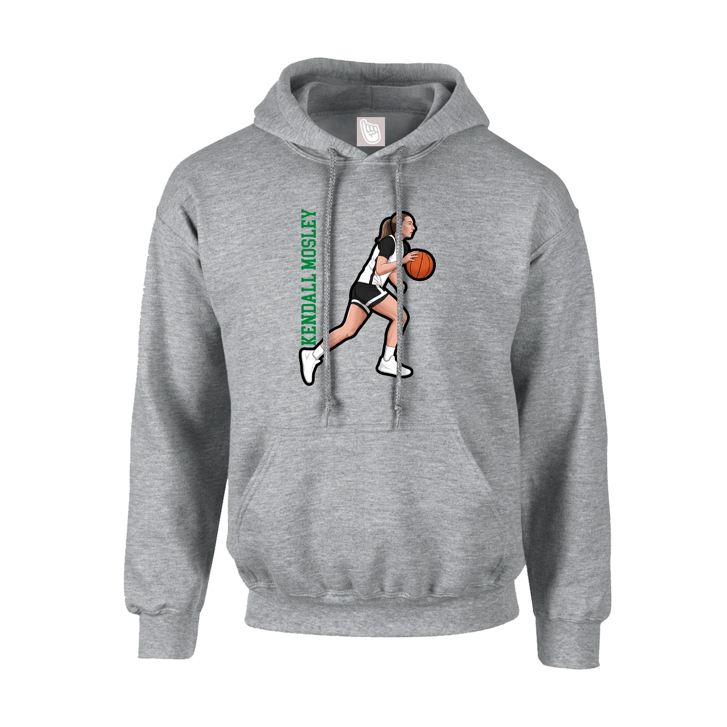 Hoodie — Name Vertical in Grey
