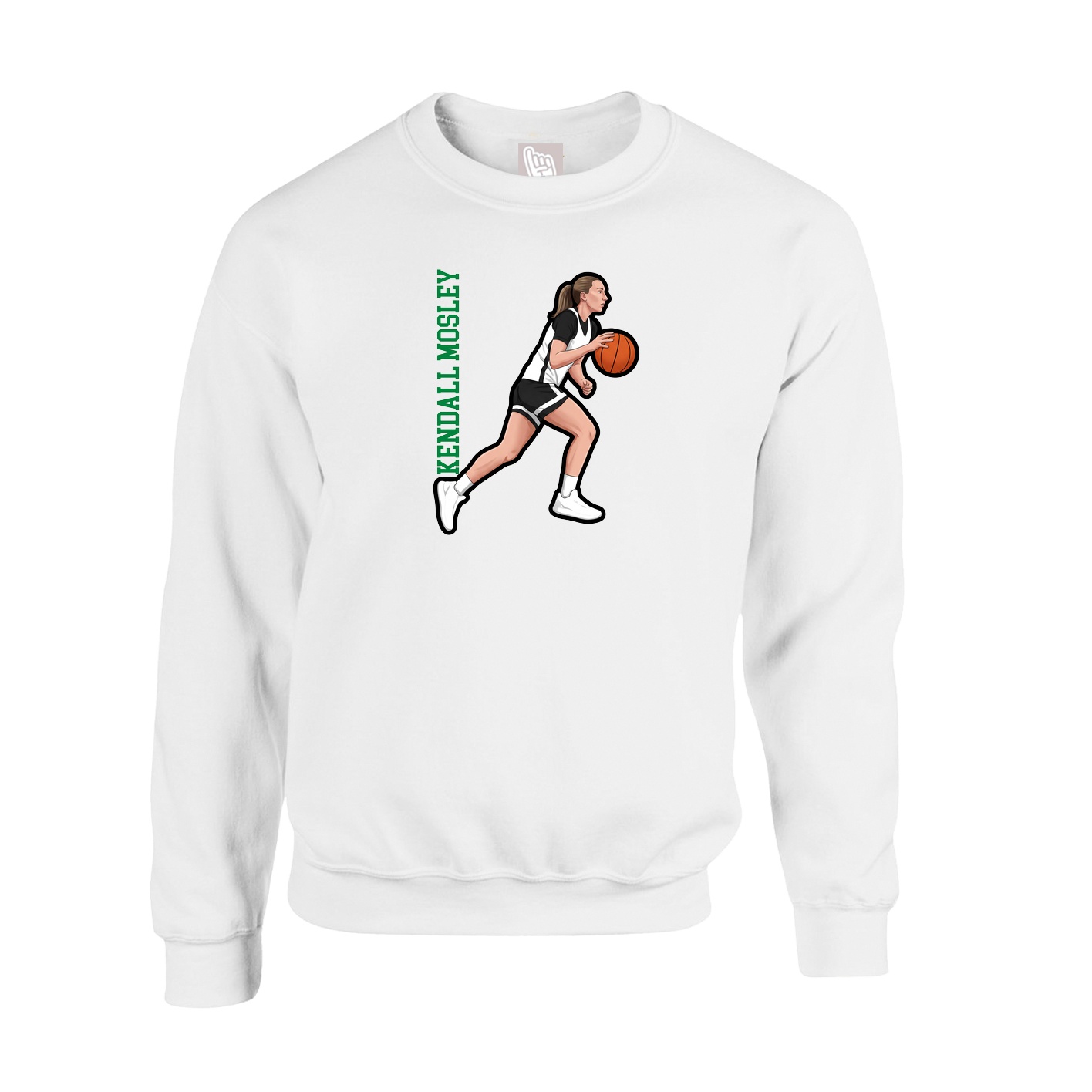 Fleece Crew — Name Vertical in White