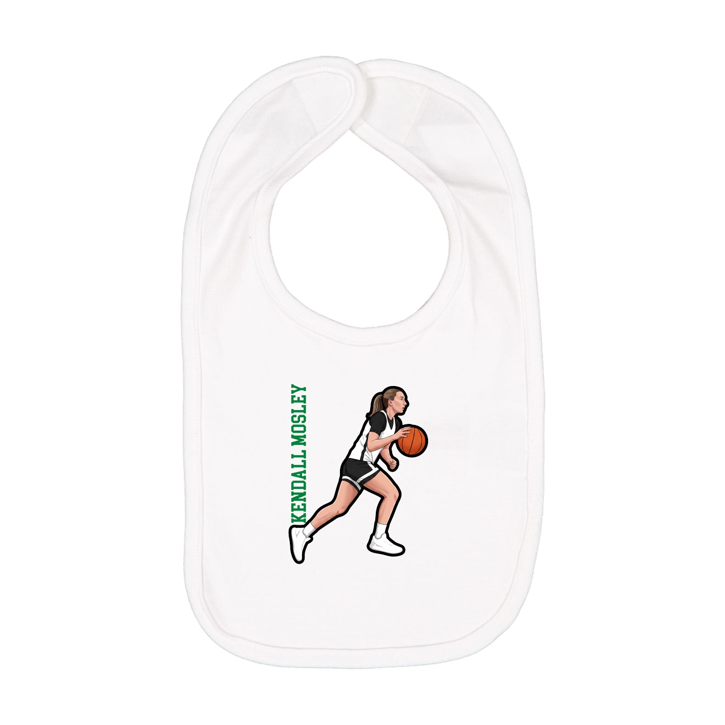 Infant Bib — Name Vertical in White