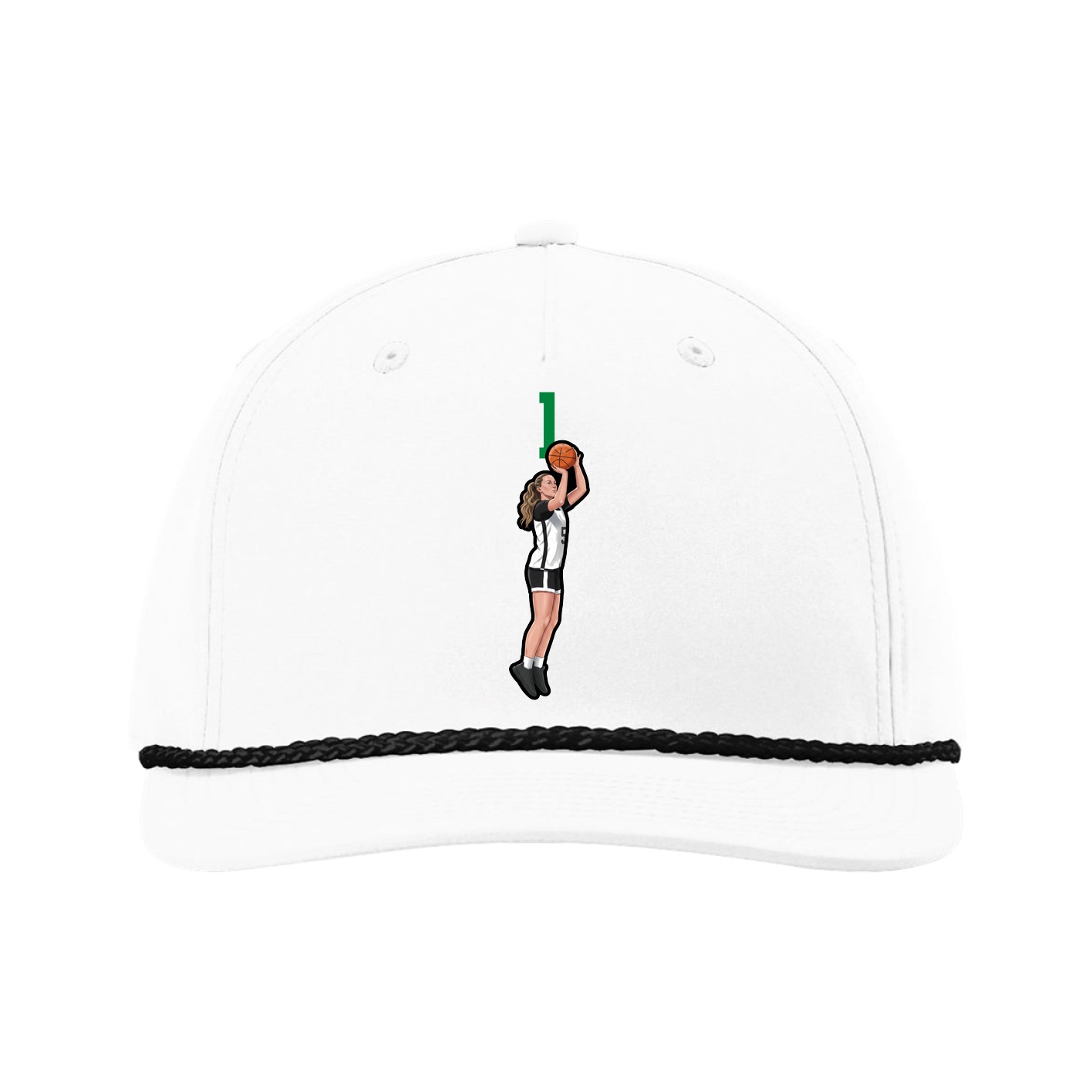 Five-Panel Classic Rope Cap — Number Top in White