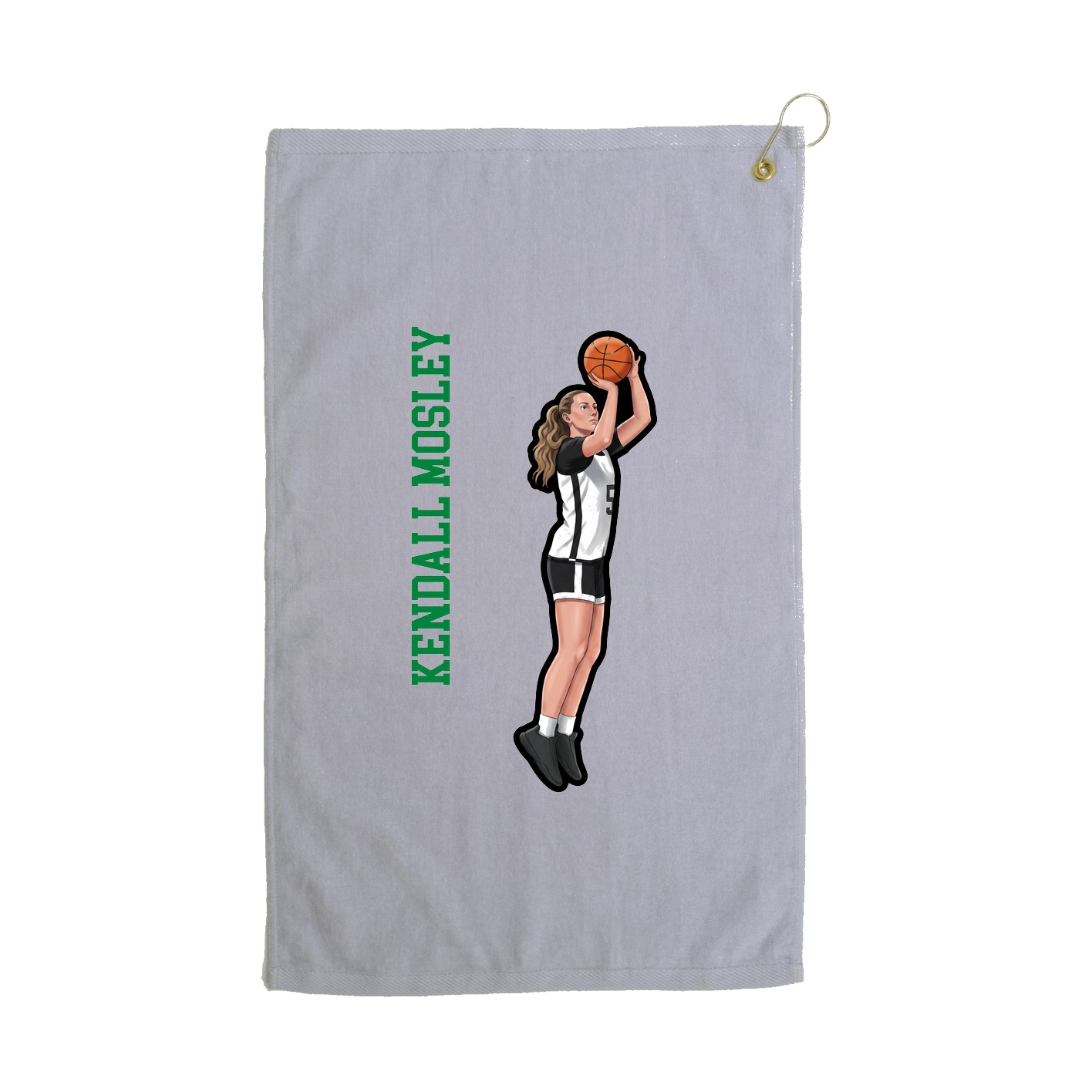 Golf Towel — Name Vertical in Grey