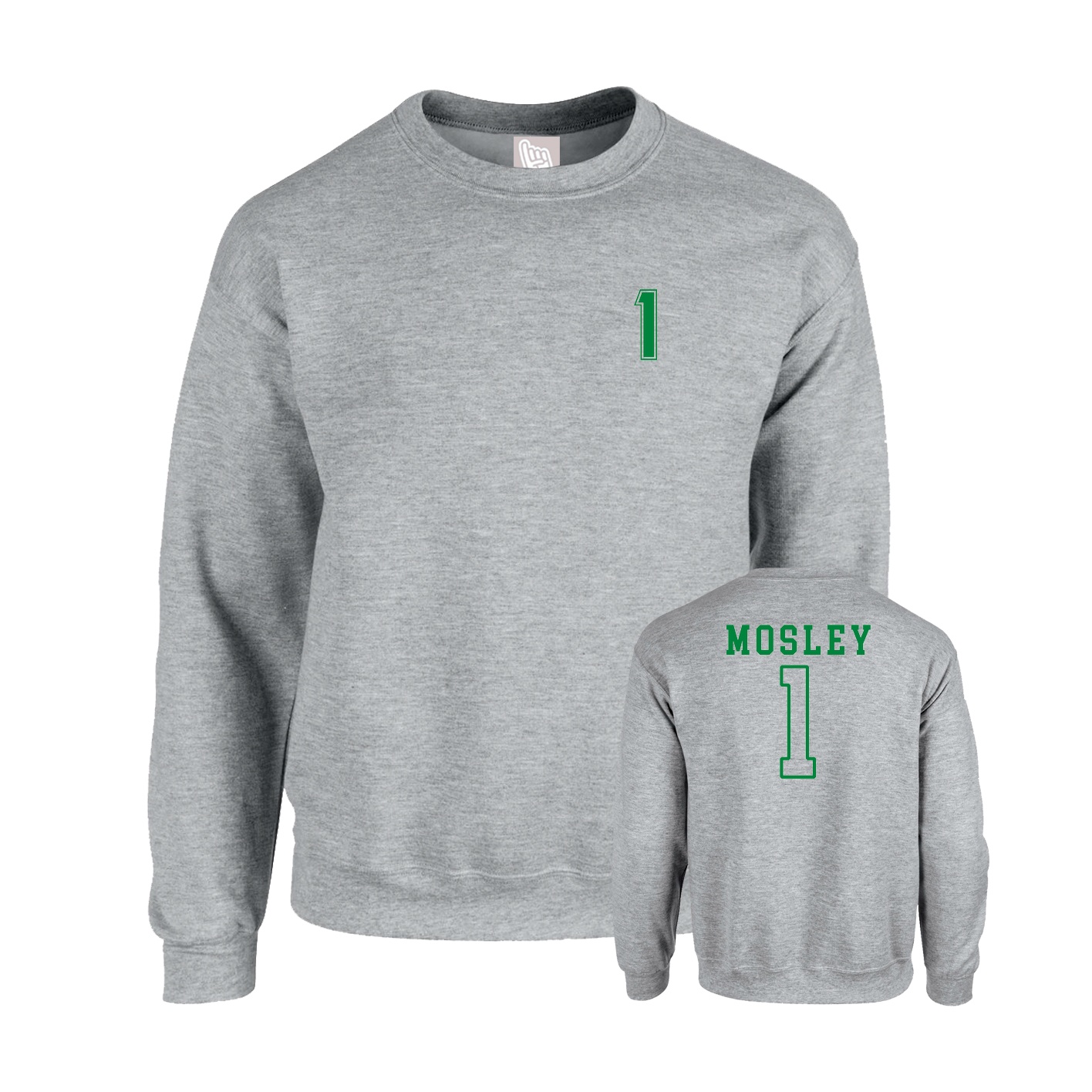 Fleece Crew — Chest Back in Grey