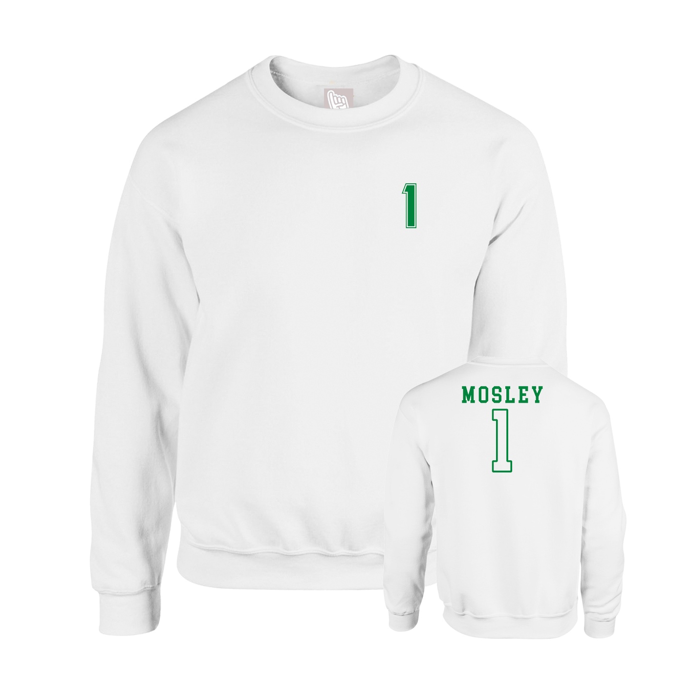 Fleece Crew — Chest Back in White