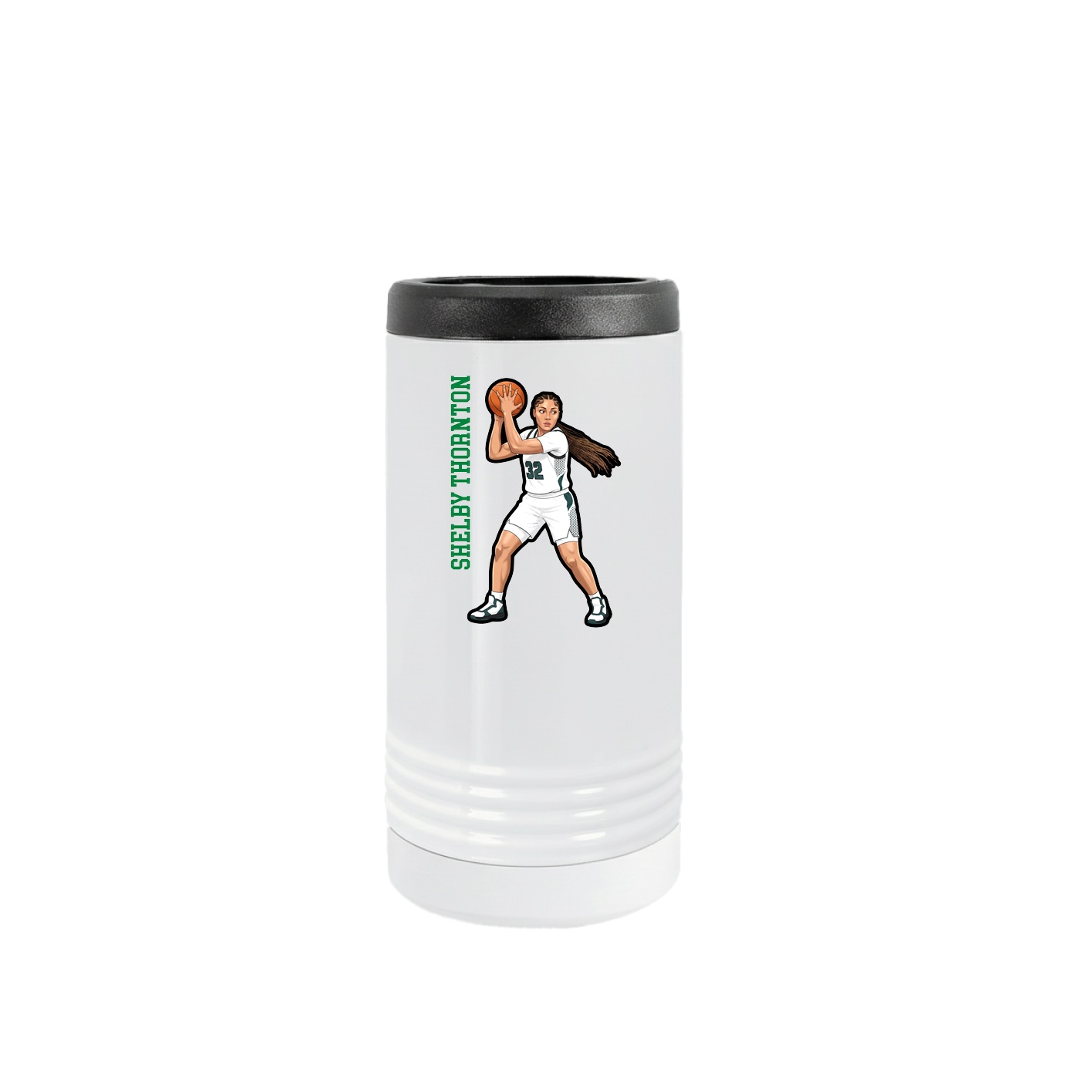 Slim Beverage Holder — Name Vertical in White