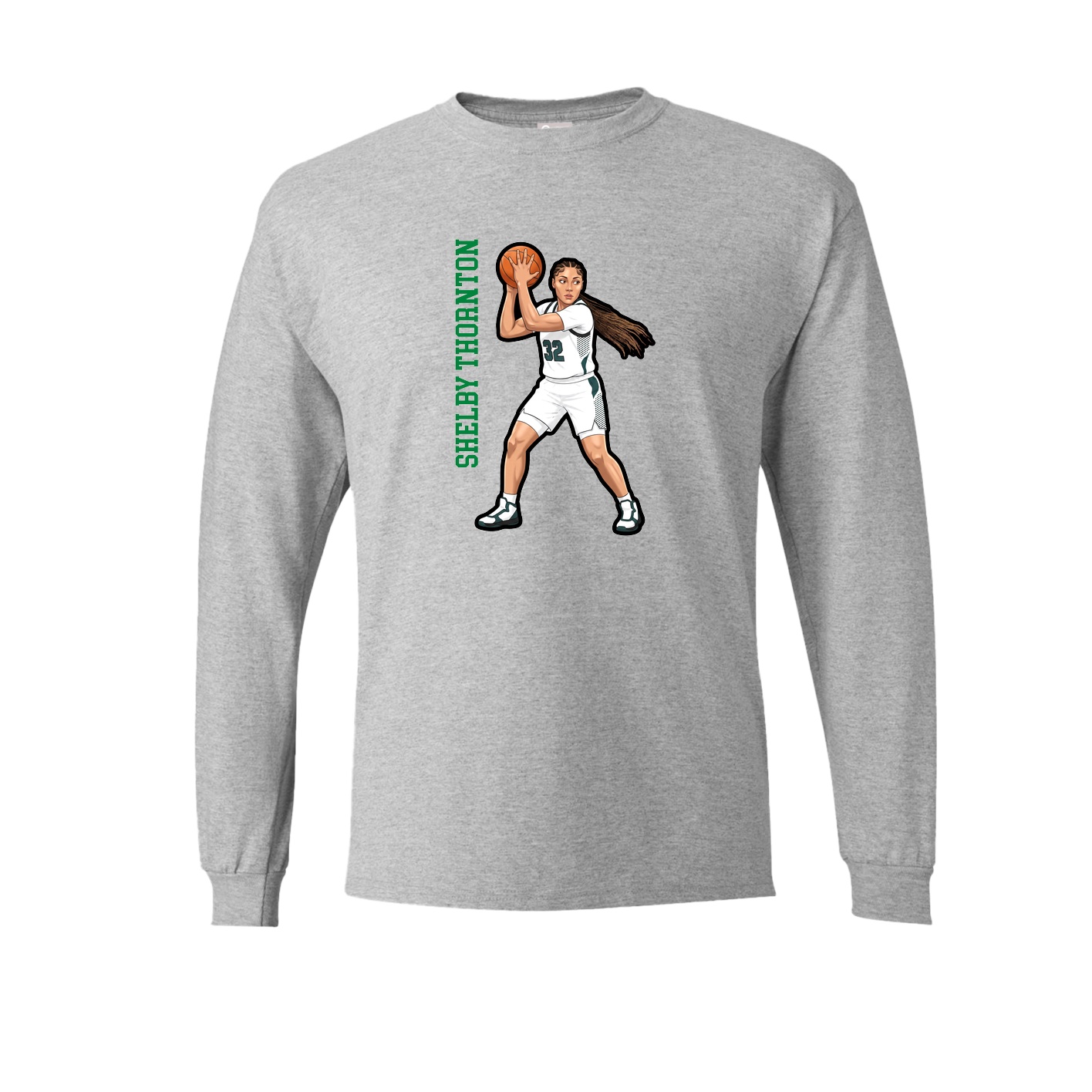 Long Sleeve Tee — Name Vertical in Grey