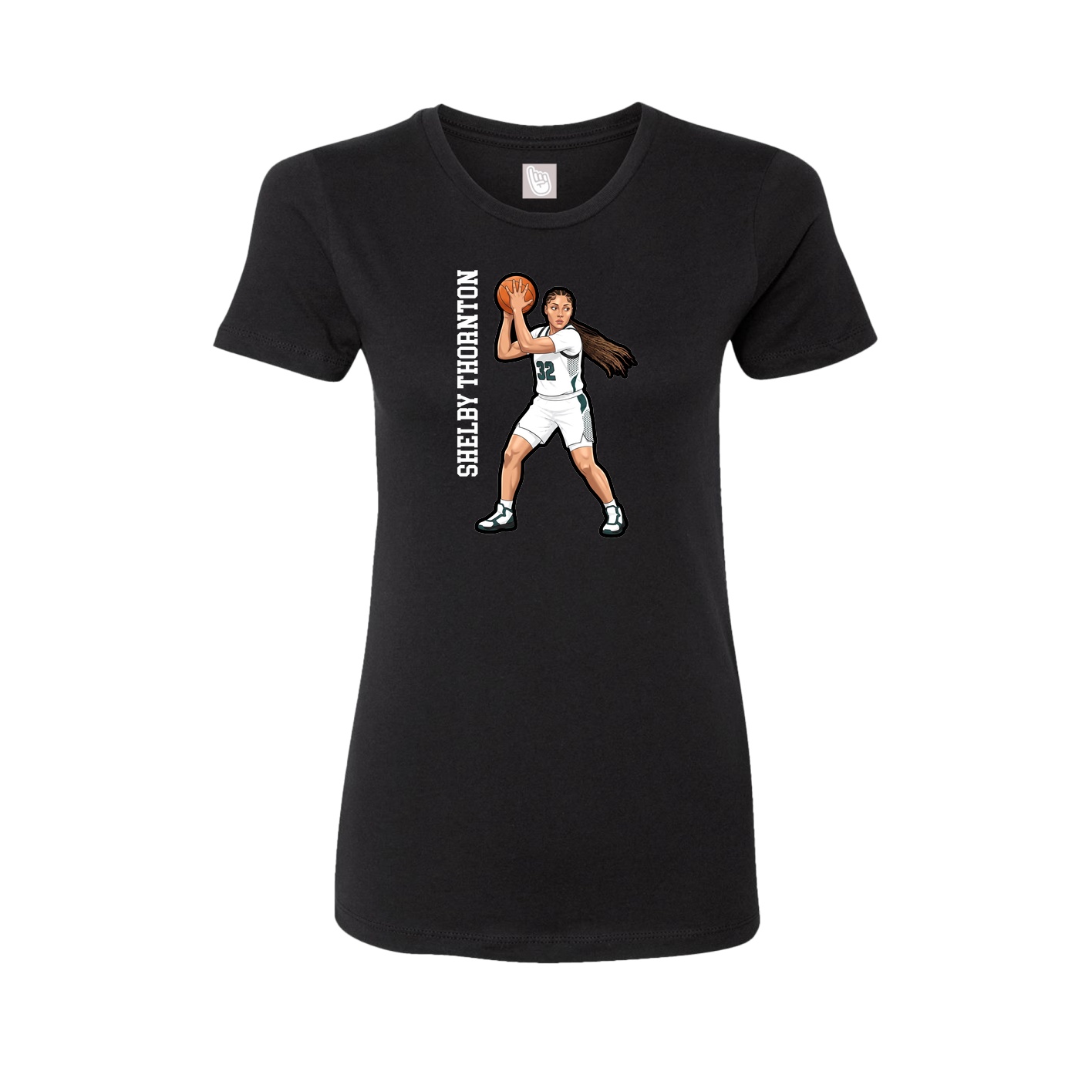 Fitted Women's Tee — Name Vertical in Black