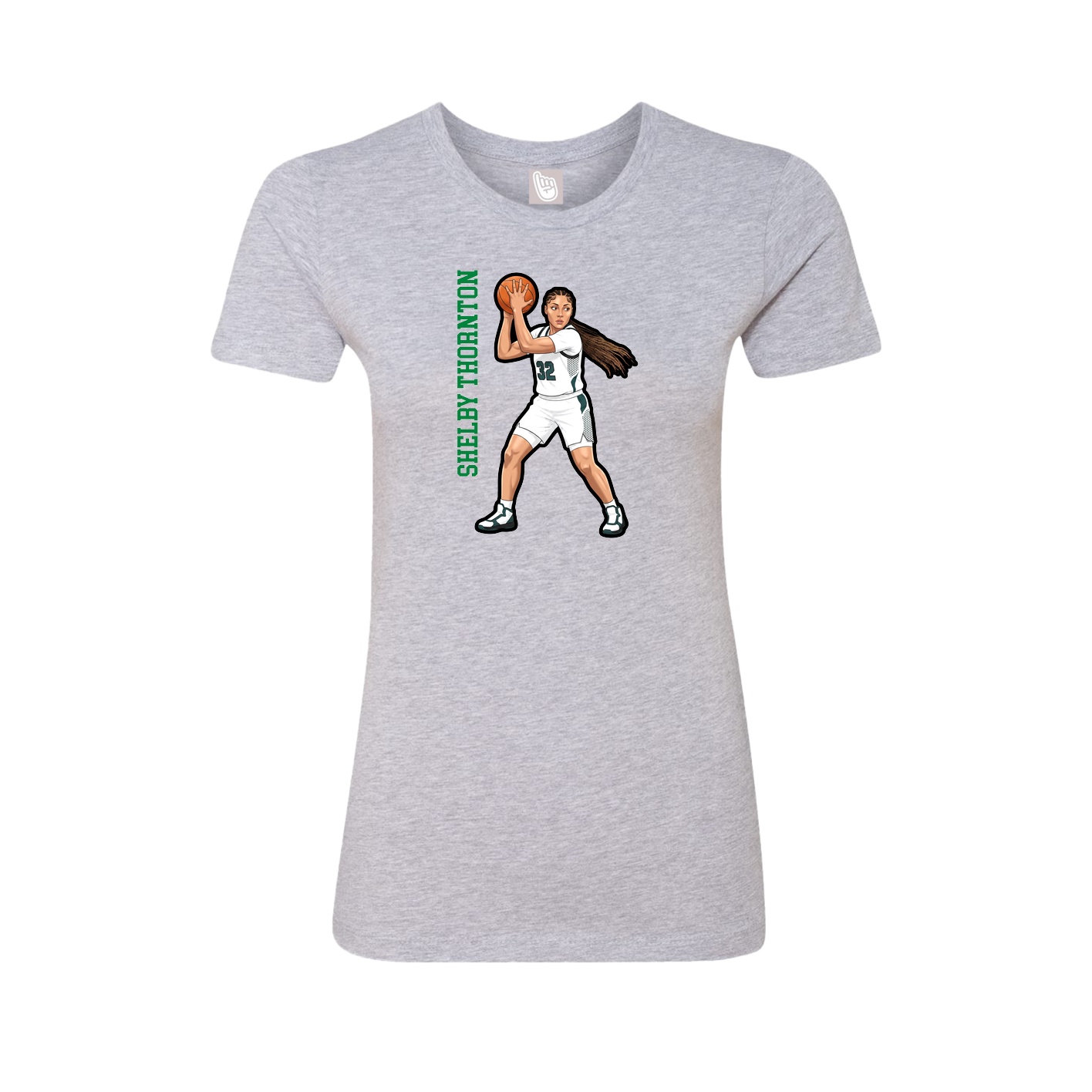 Womens Tee — Name Vertical in Grey