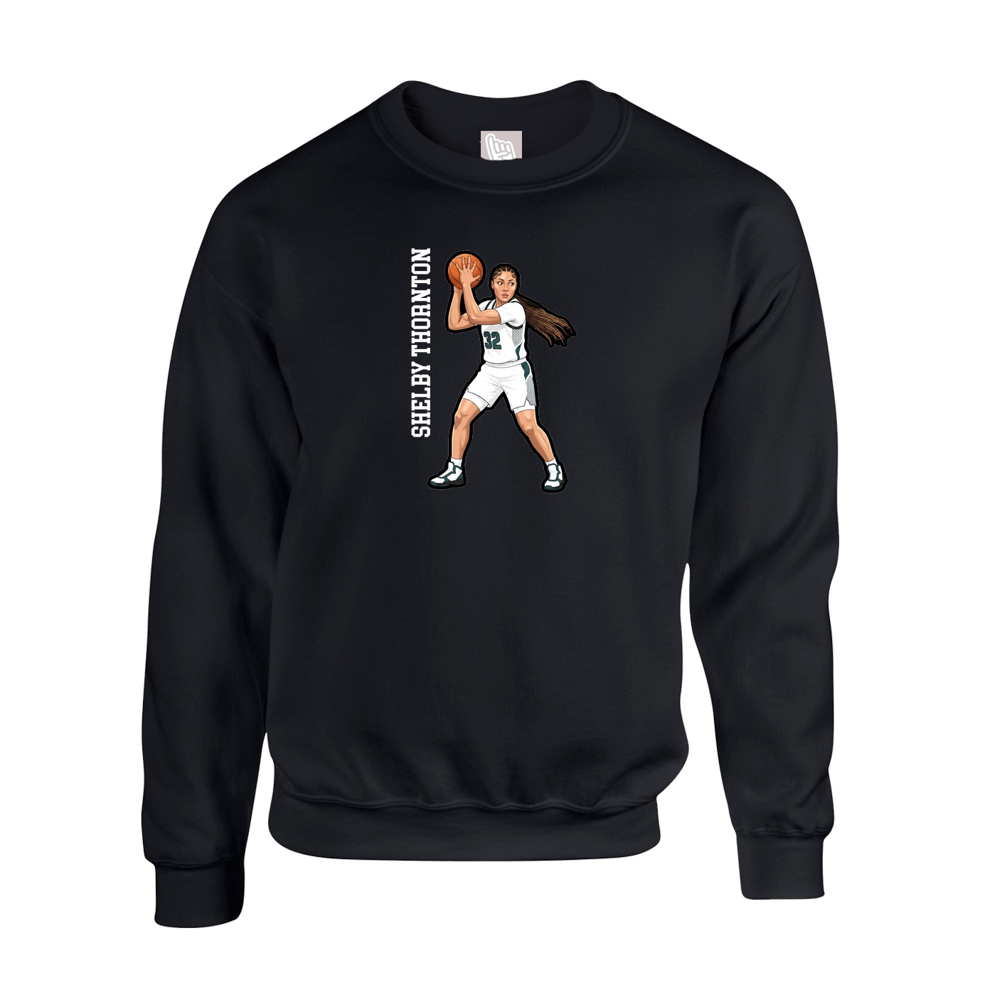 Fleece Crew — Name Vertical in Black