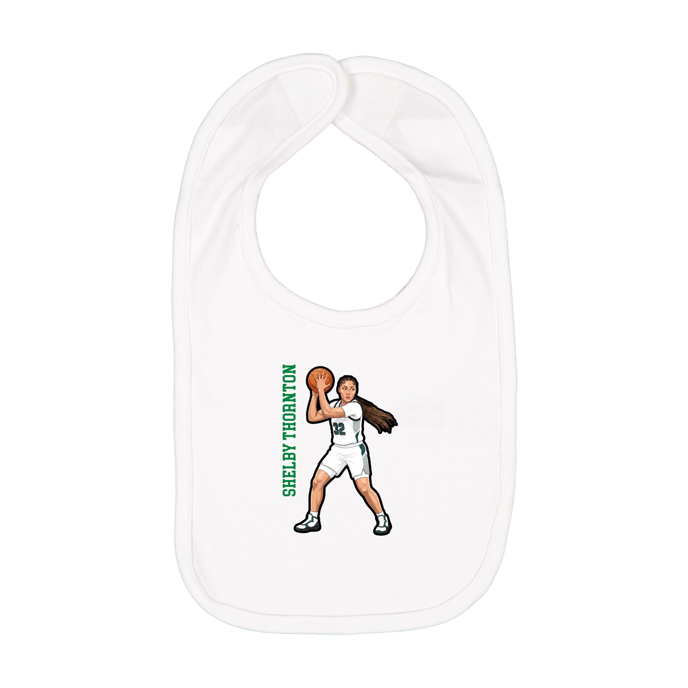 Infant Bib — Name Vertical in White
