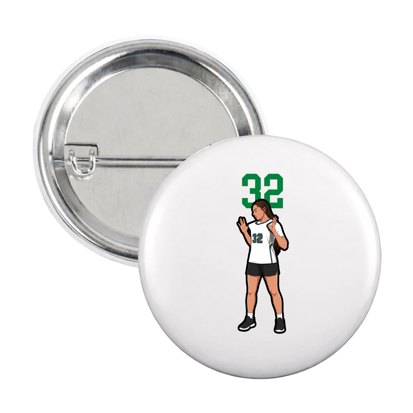 Game Day Button — Number Top in White