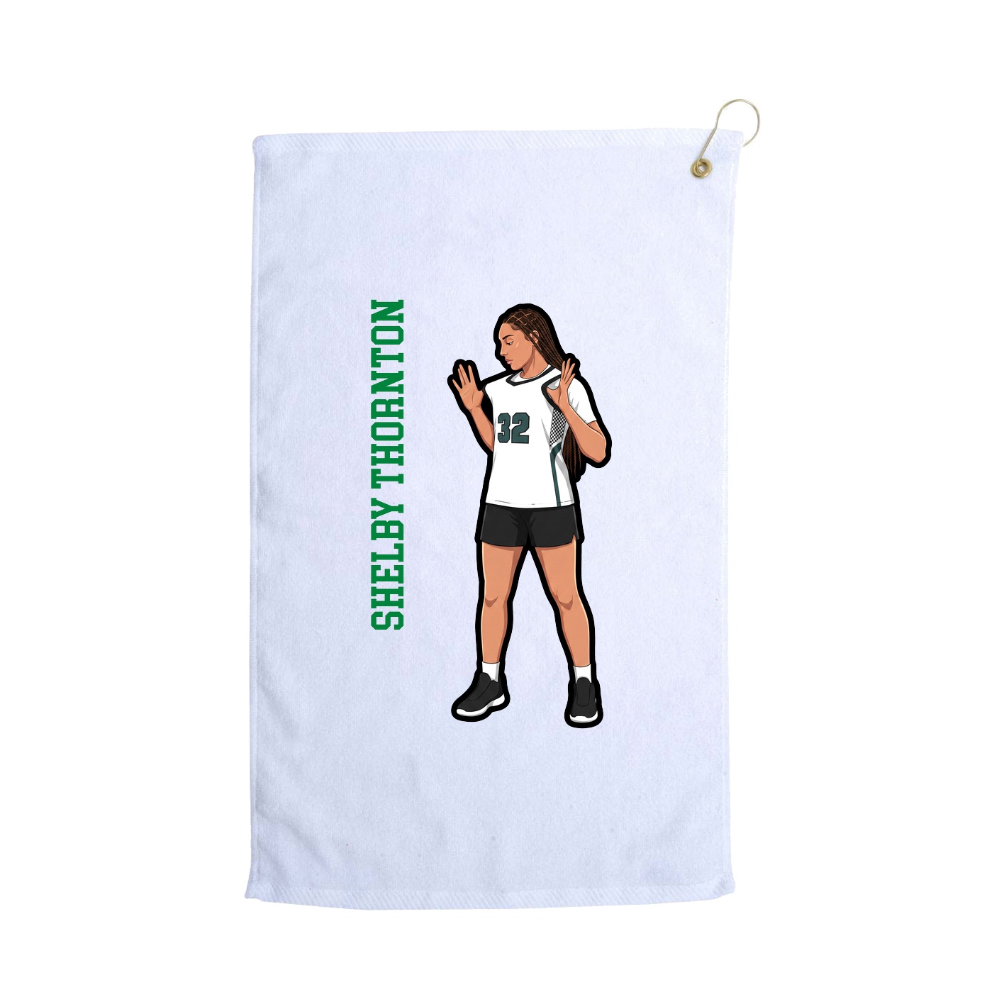 Golf Towel — Name Vertical in White