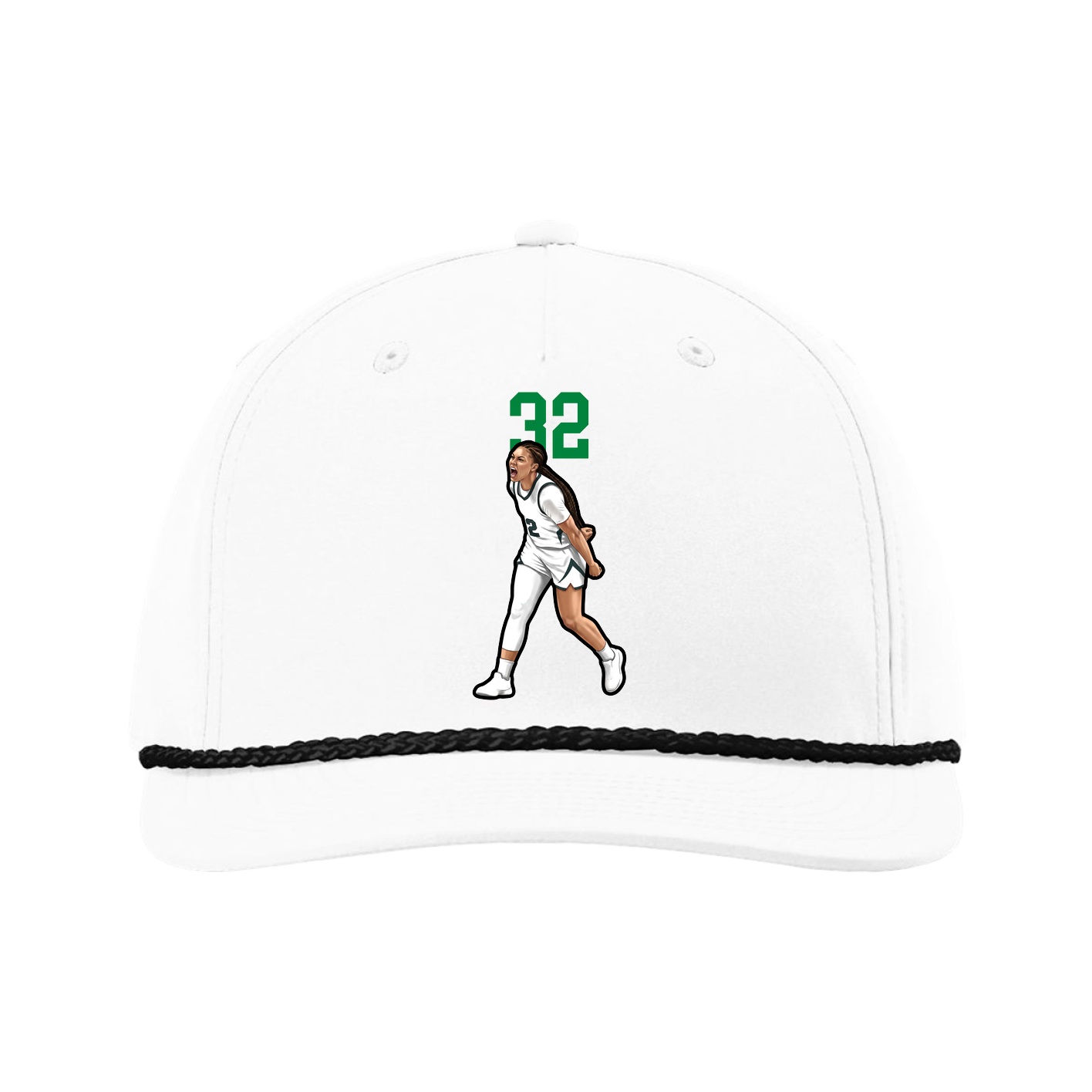Five-Panel Classic Rope Cap — Number Top in White