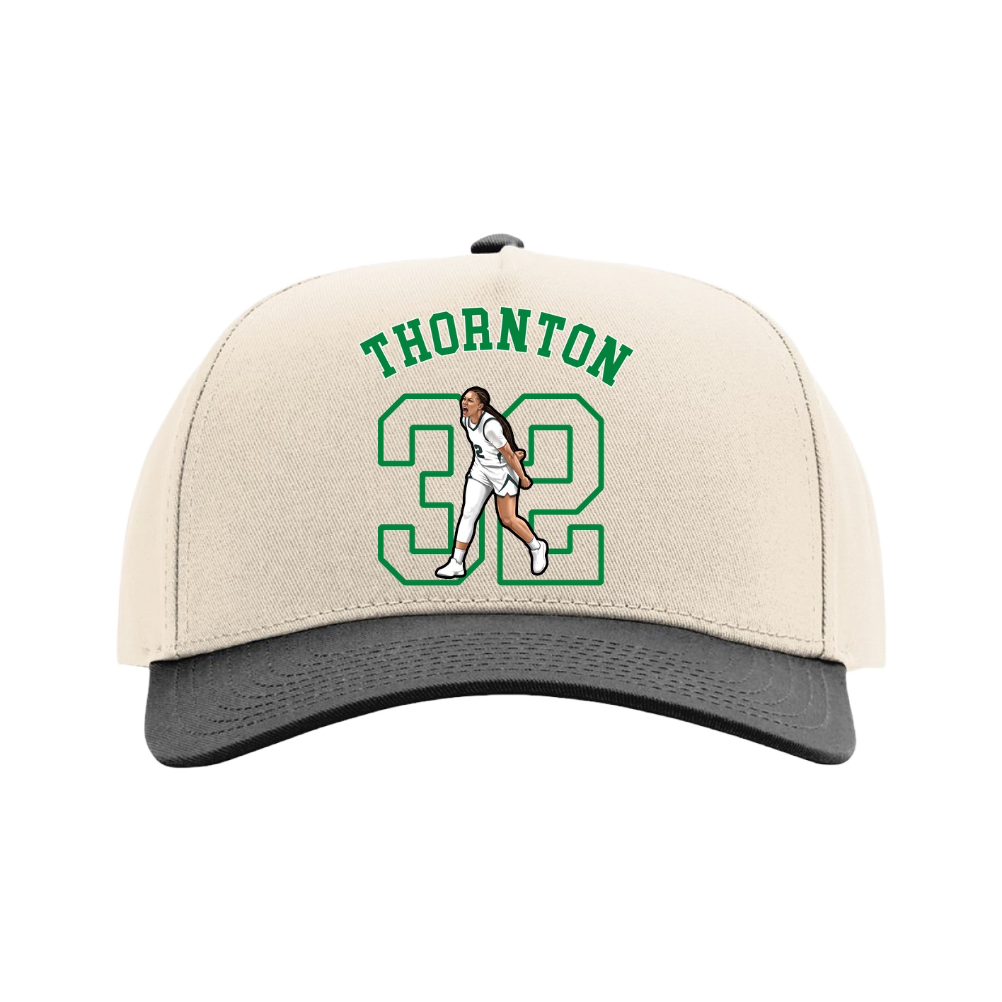 Full Fabric Five-Panel Champ Cap — Shirsey Arch in Cream/Black