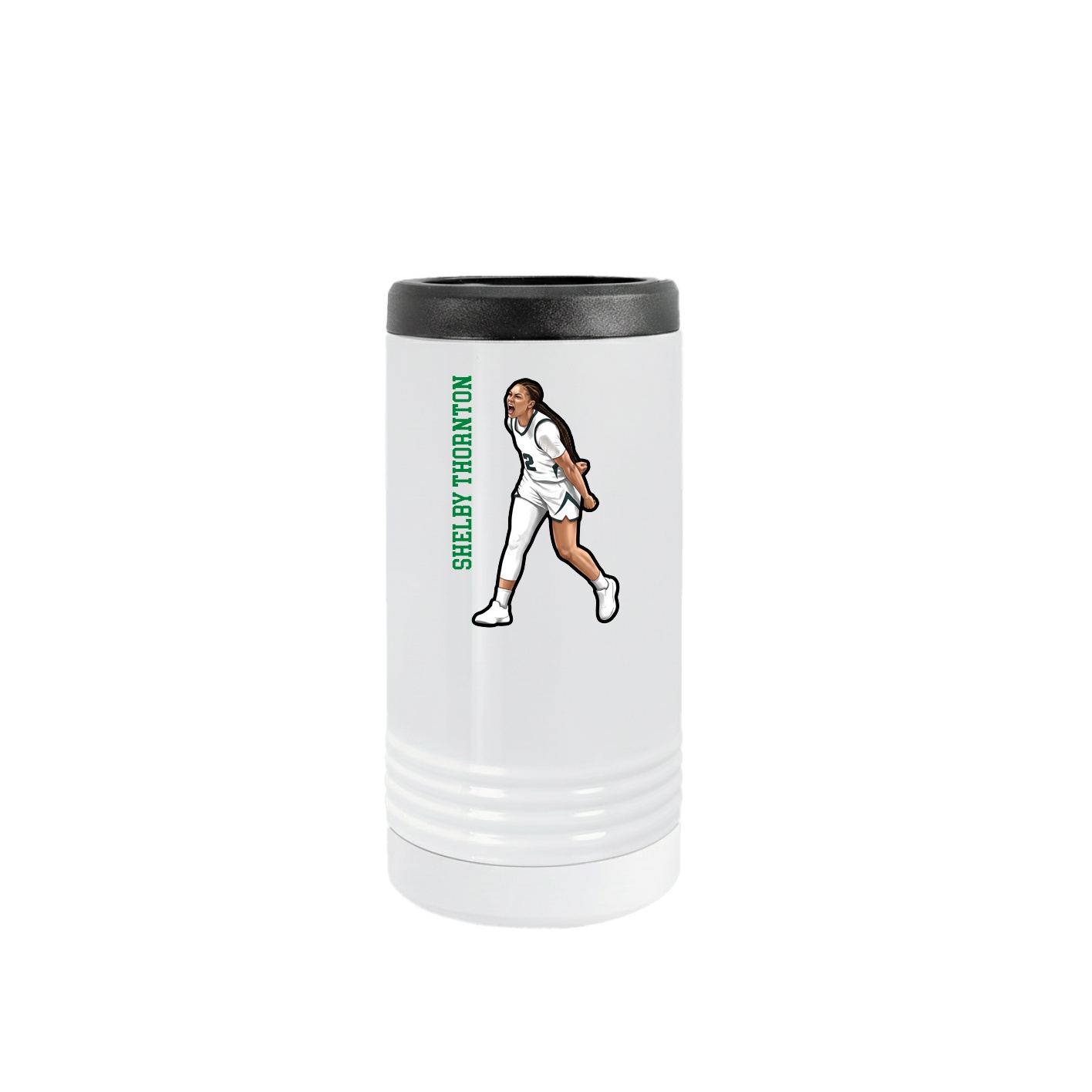 Slim Beverage Holder — Name Vertical in White