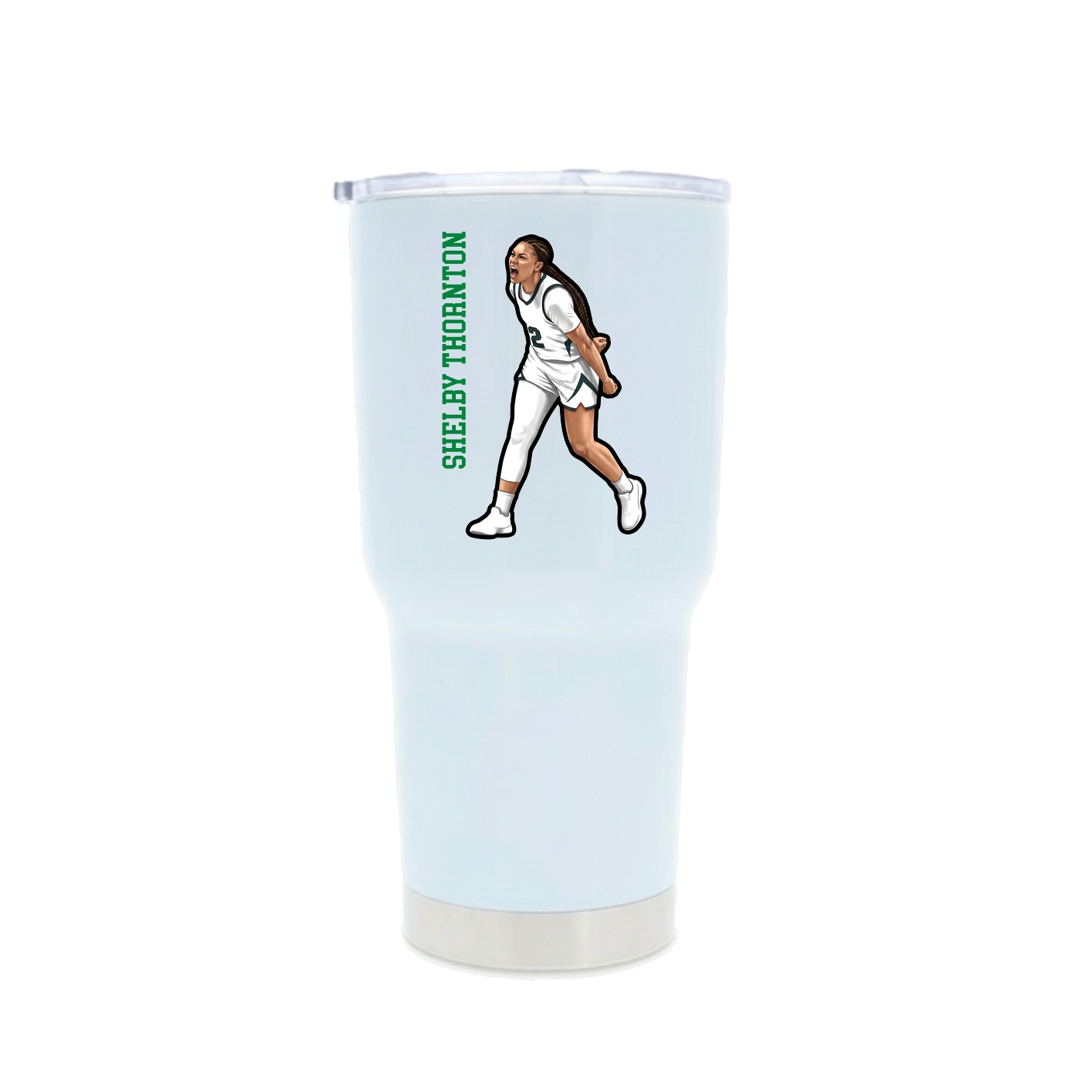 30oz Stainless Steel Tumbler — Name Vertical in White