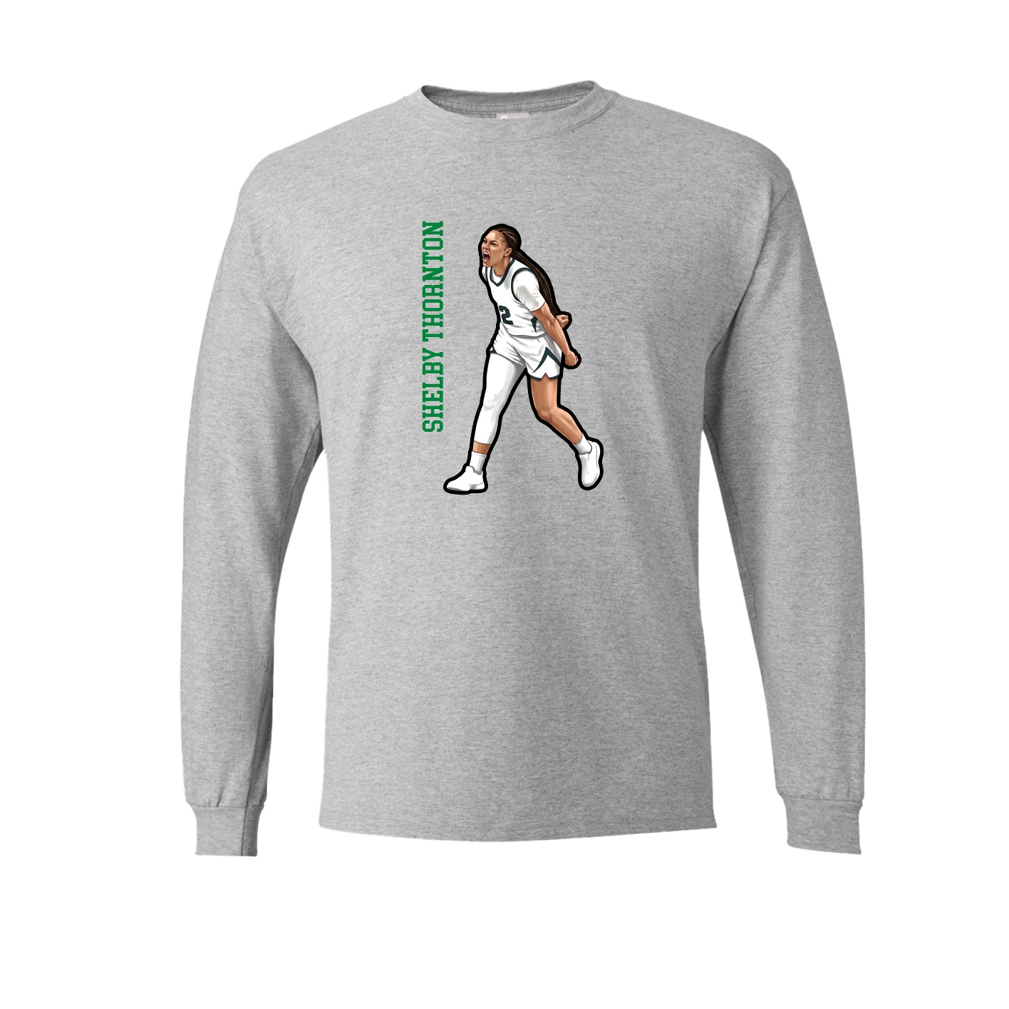 Long Sleeve Tee — Name Vertical in Grey