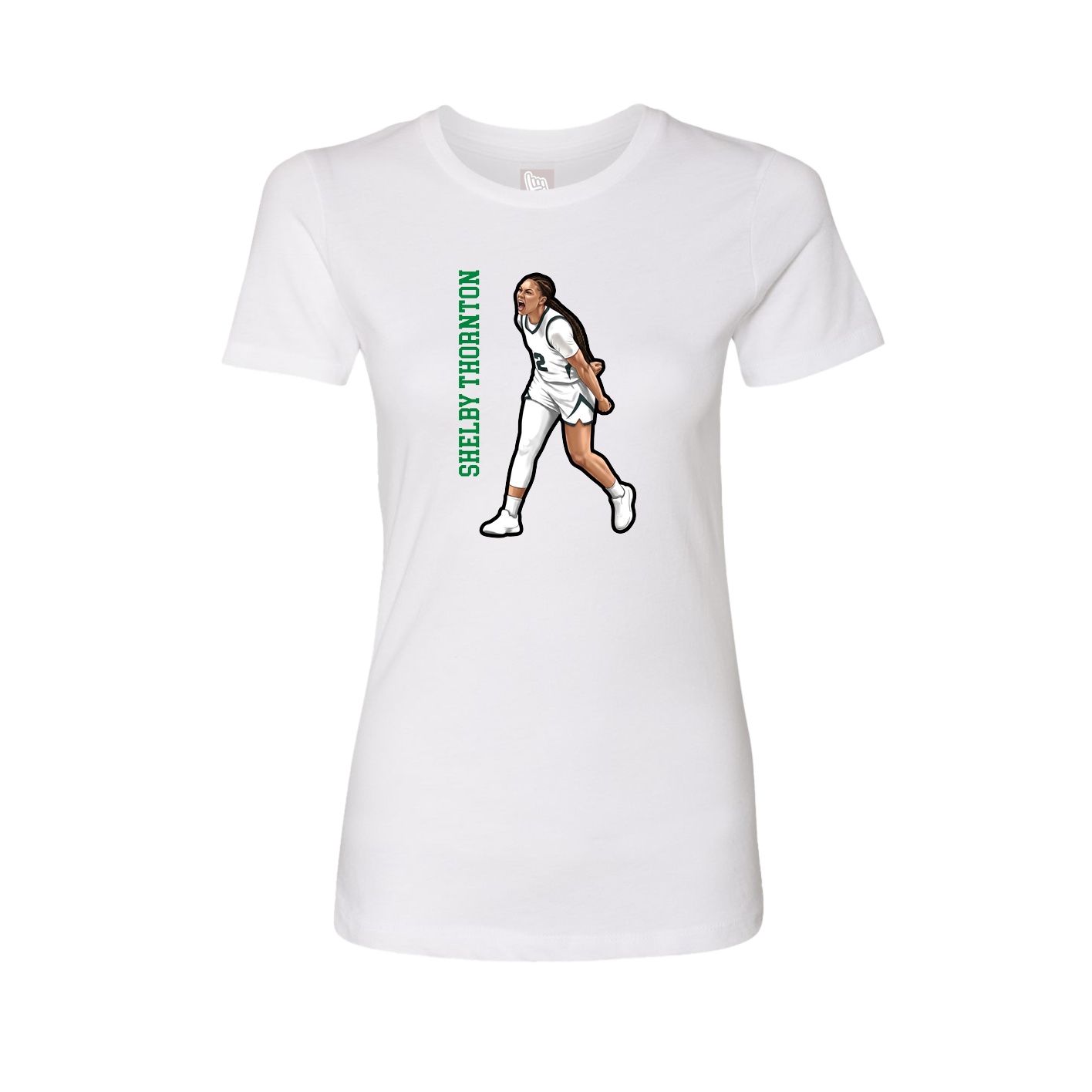 Womens Tee — Name Vertical in White