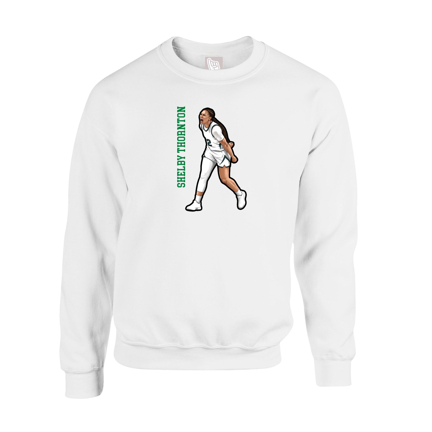 Fleece Crew — Name Vertical in White
