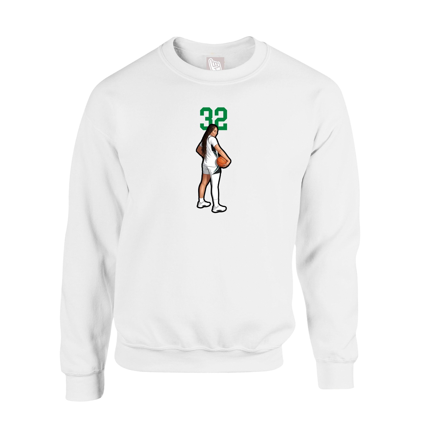 Fleece Crew — Number Top in White