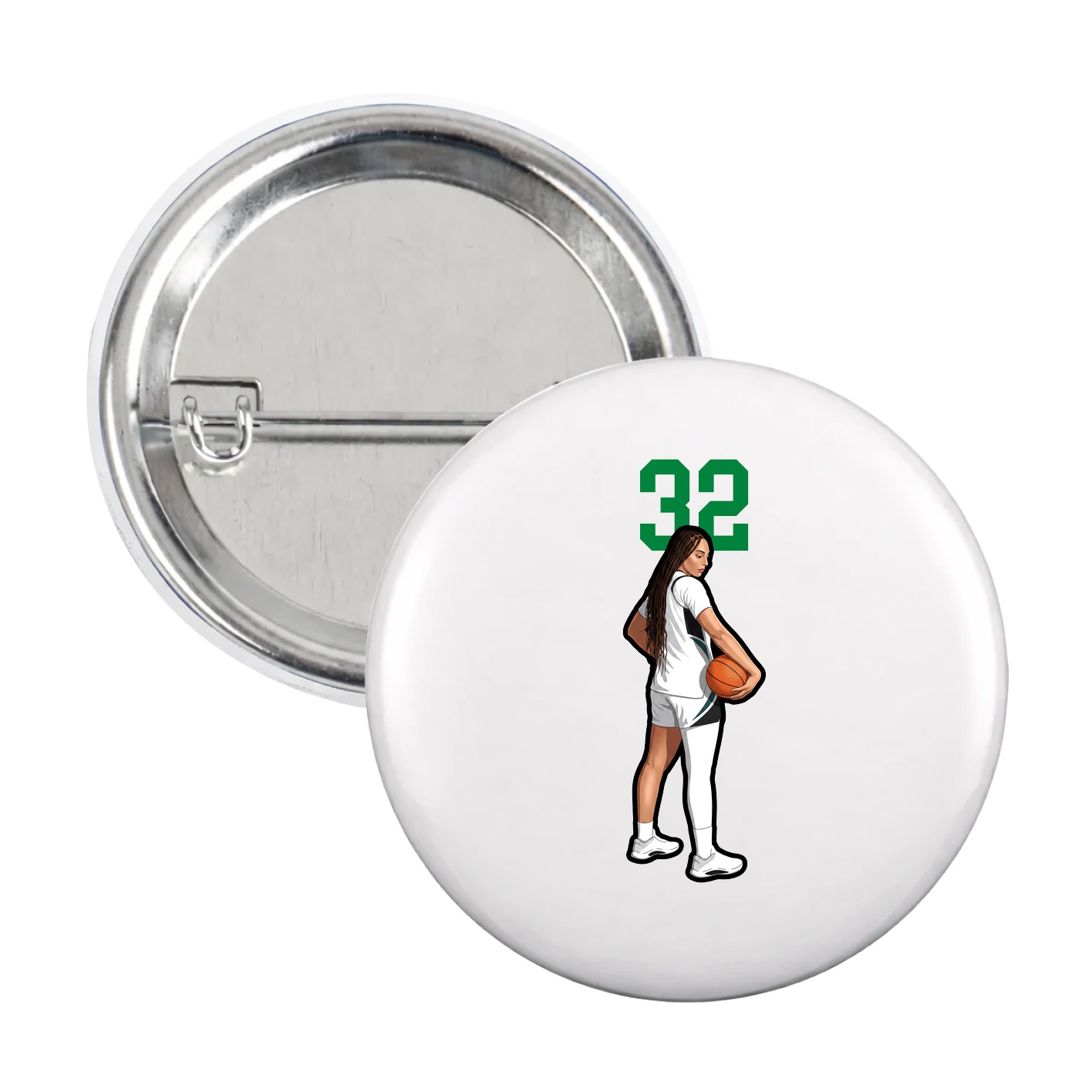 Game Day Button — Number Top in White