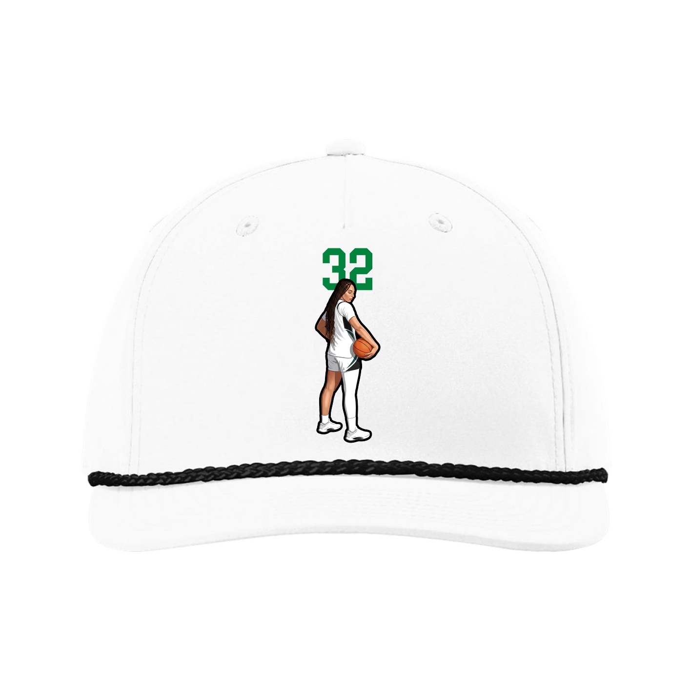 Five-Panel Classic Rope Cap — Number Top in White