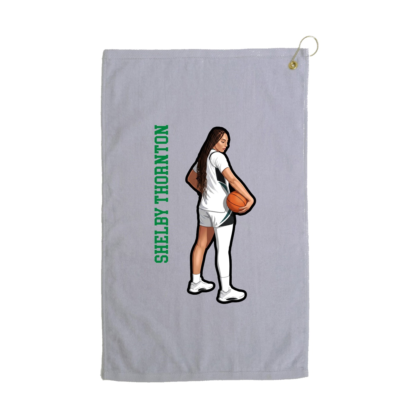 Golf Towel — Name Vertical in Grey