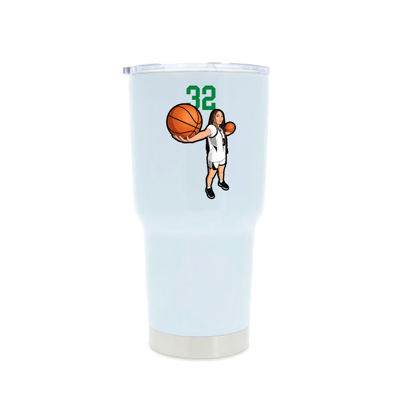 30oz Stainless Steel Tumbler — Number Top in White