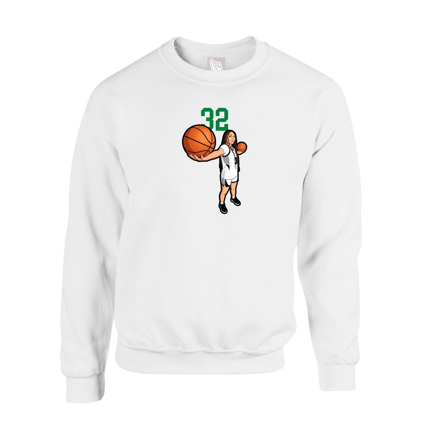 Fleece Crew — Number Top in White