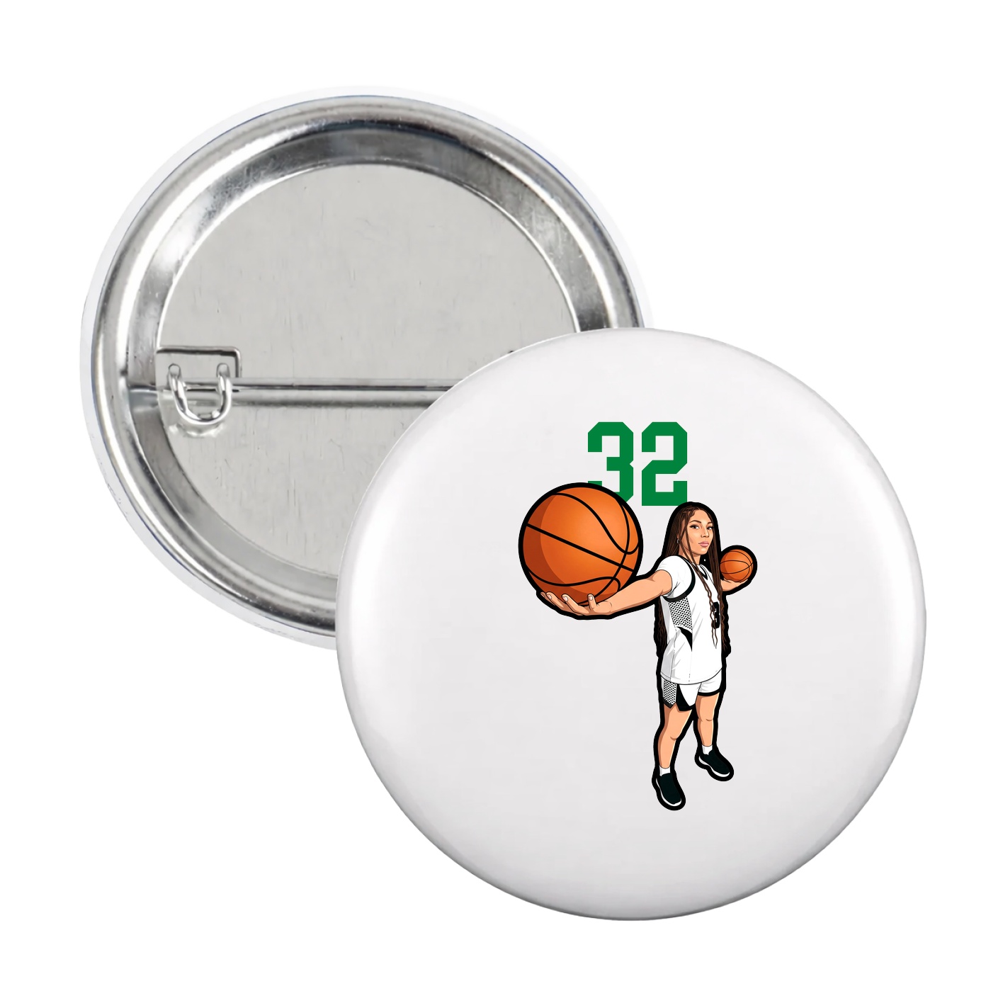 Game Day Button — Number Top in White