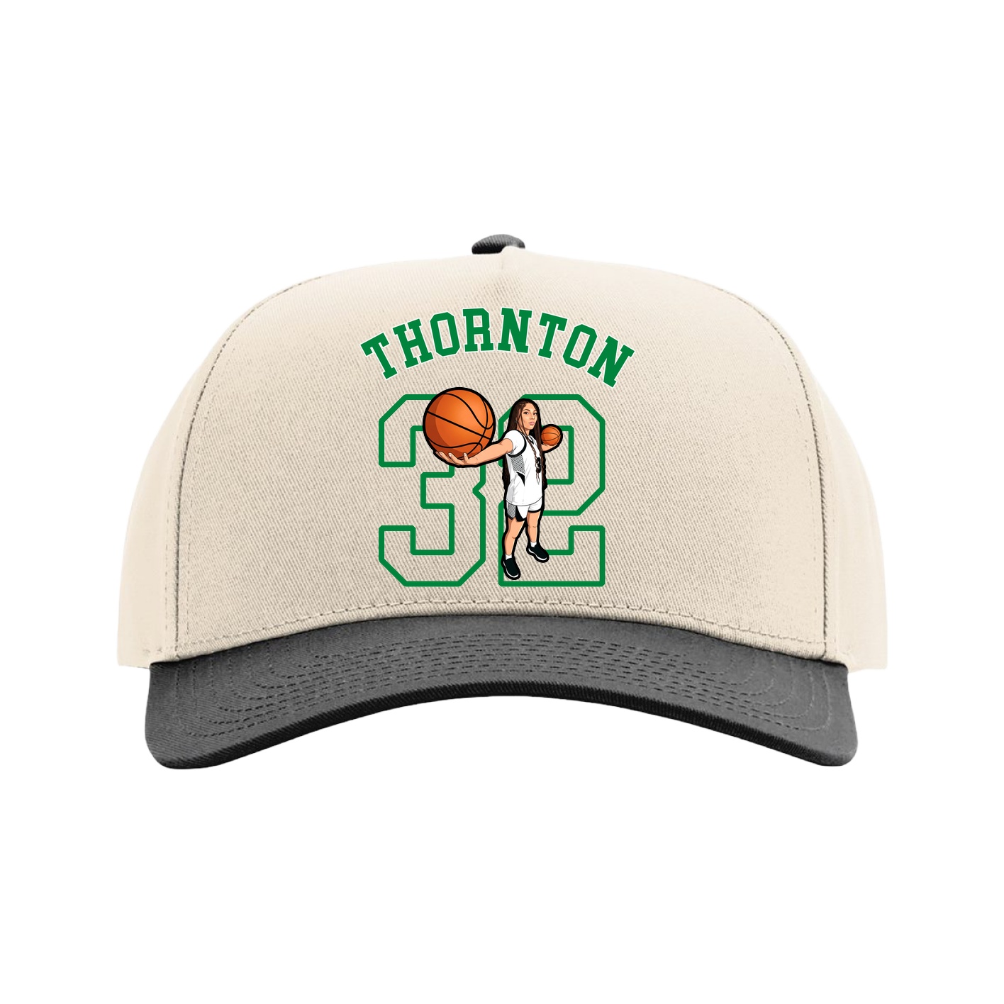 Full Fabric Five-Panel Champ Cap — Shirsey Arch in Cream/Black