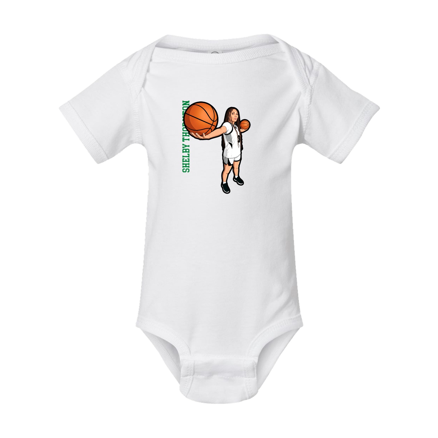 Baby Onesie — Name Vertical in White