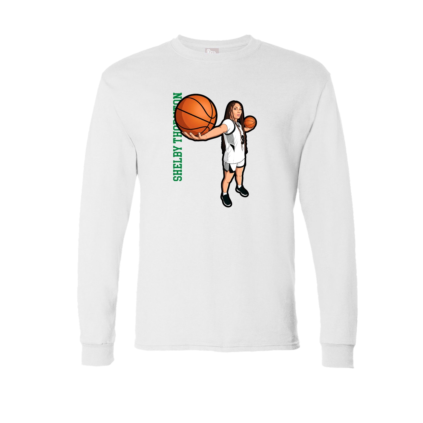Long Sleeve Tee — Name Vertical in White