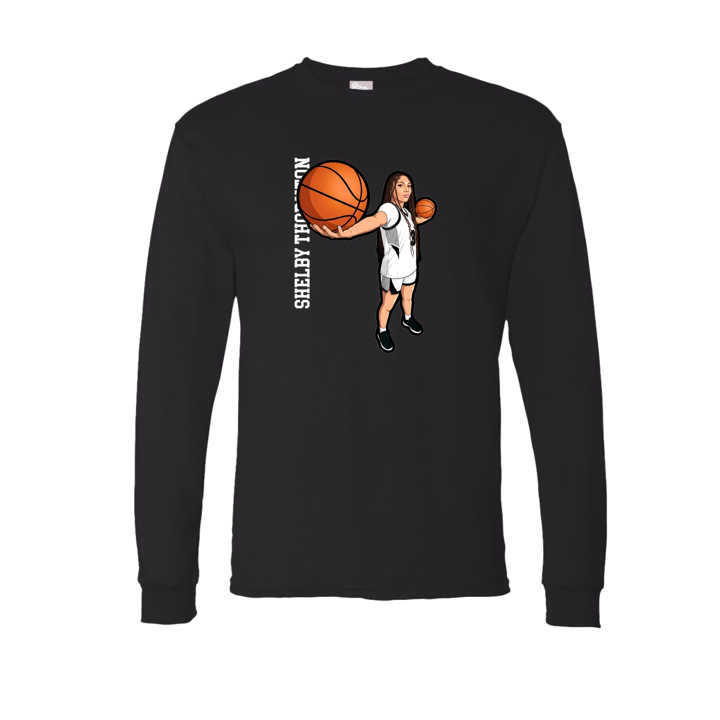 Long Sleeve Tee — Name Vertical in Black