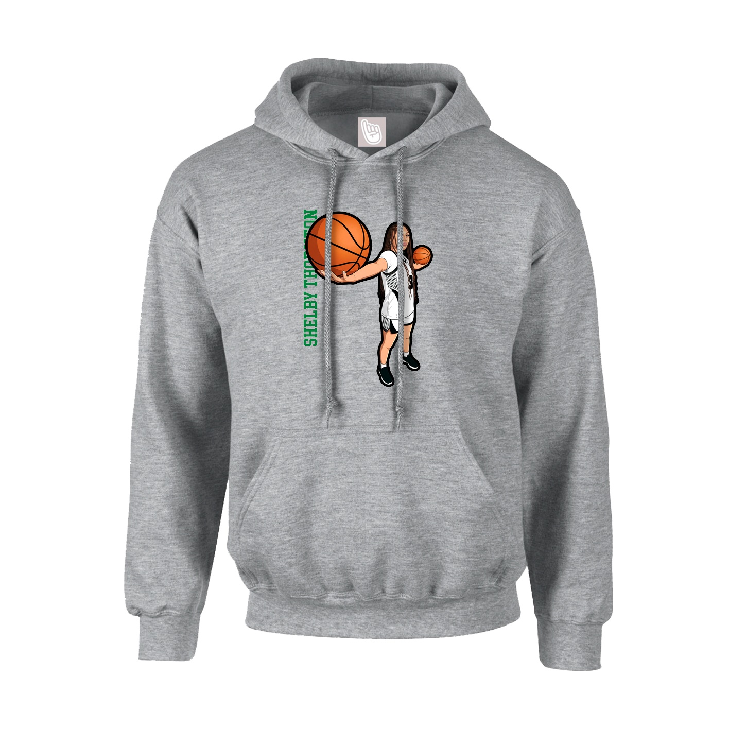 Youth Hoodie — Name Vertical in Grey