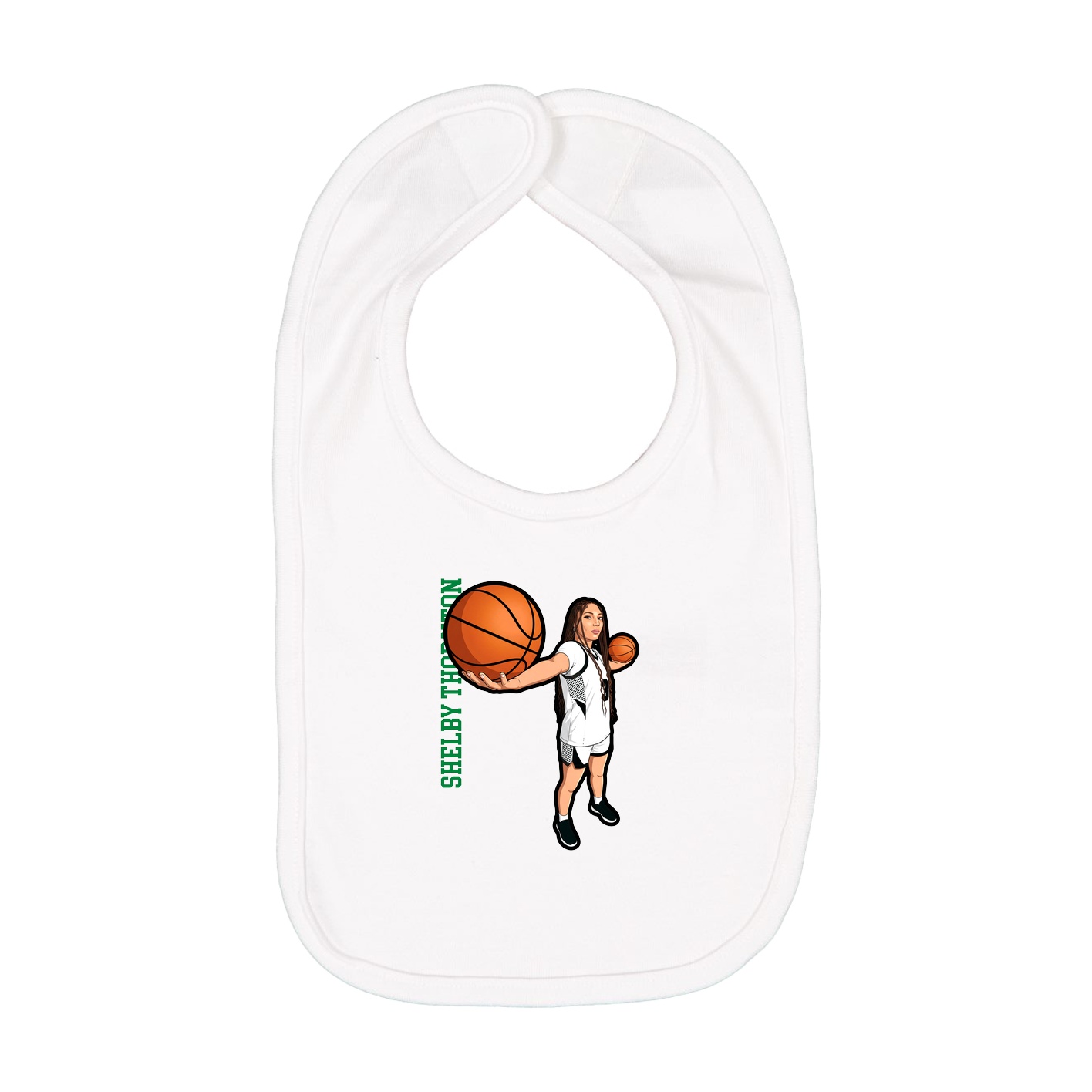 Infant Bib — Name Vertical in White